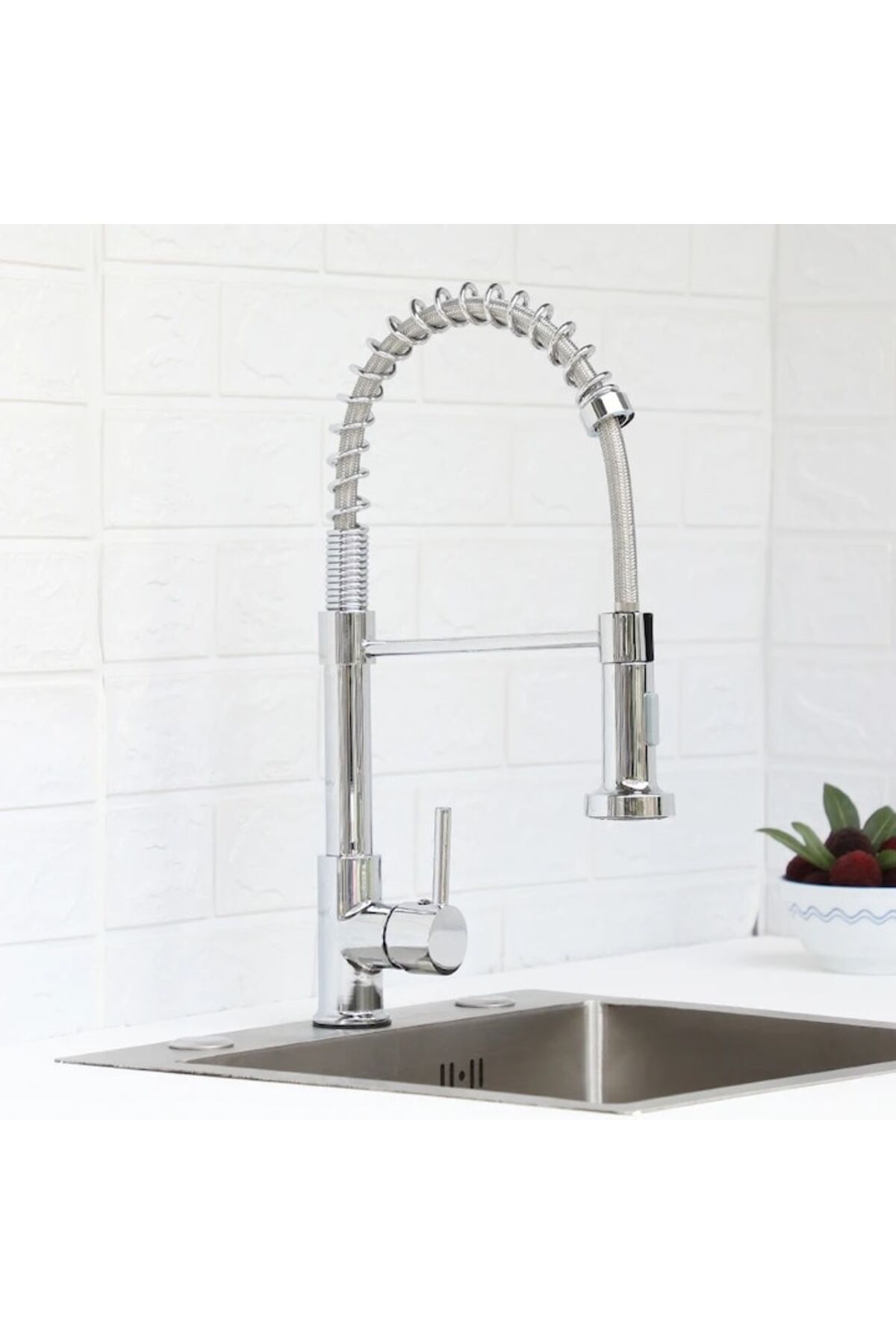 Rovitech-Baterie sanitara, tip spray retractabil, apa calda si rece, crom, montare pe blatul de lucru 3