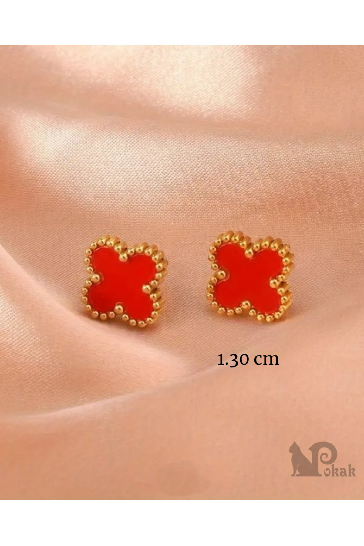 Steel Gold Clover Earrings