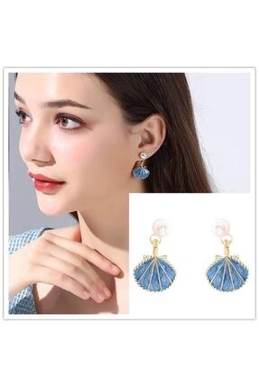 LUNSERA İnci Detaylı Deniz Kabuğu Küpe – Altın Renk