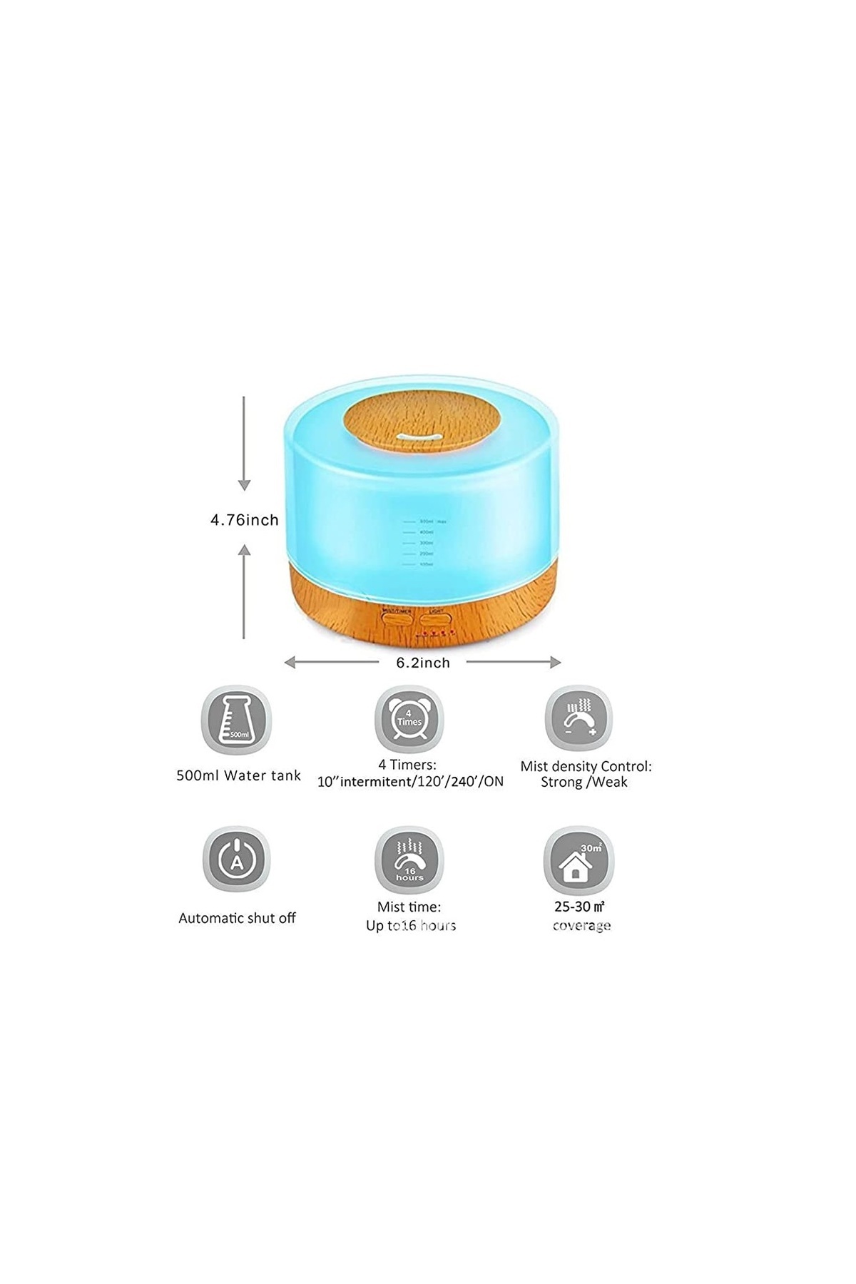 Generic-Essential Oil Upgraded Diffuser 500Ml,Cool Mist Humidifier With Auto Shut Off Function 2