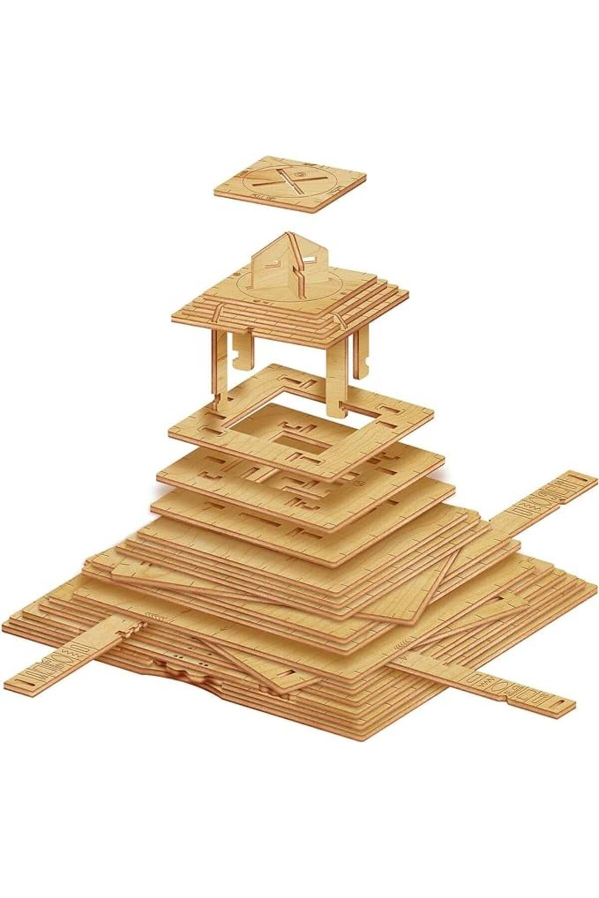 esc welt-Quest Pyramid 3D Puzzle Game - 3-in-1 Puzzle cu compartiment SECRET - Puzzle din lemn - 1