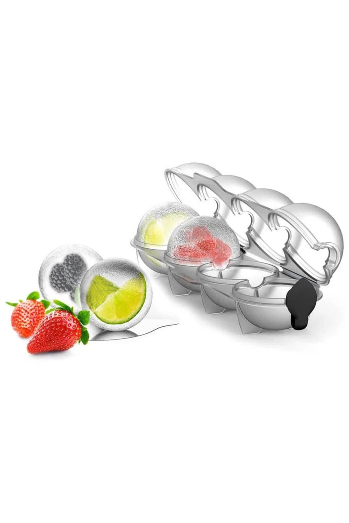 Anadolu Saray-Set of 2 Ice Molds| 160 Pieces Silicone Small Cube Shaped Ice Mold and 4 Ball Sphere Ice Mold 3