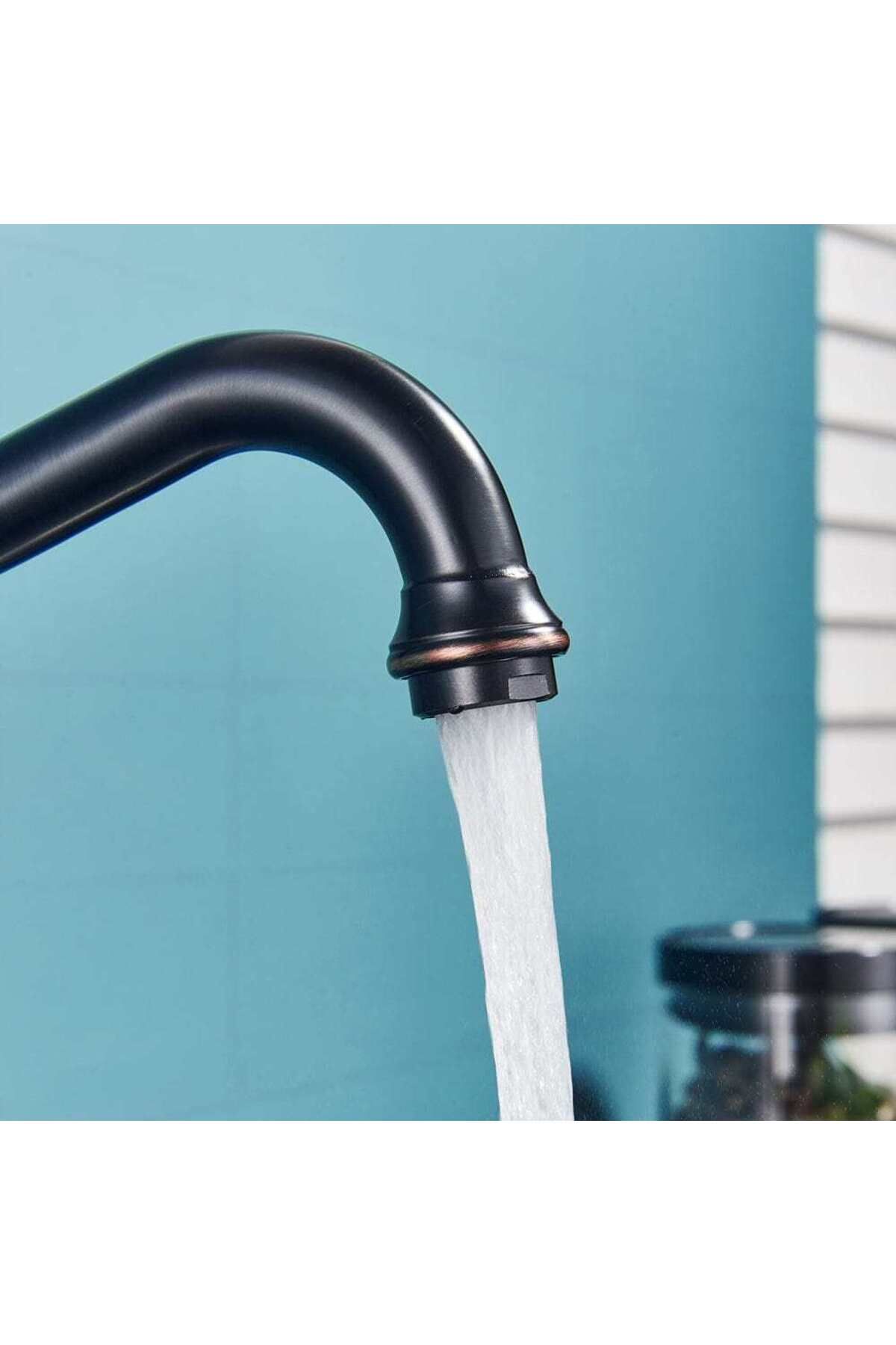 CasaVie-Retro kitchen faucet, for sink or countertop mounting, black with bronze on the edge, code 1507 6