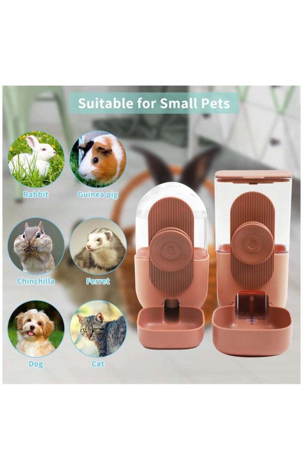 COOYA-Automatic feeder for pets，Hanging Automatic Feeder and Drinker, Feeder and Drinker Set(Pink) 7
