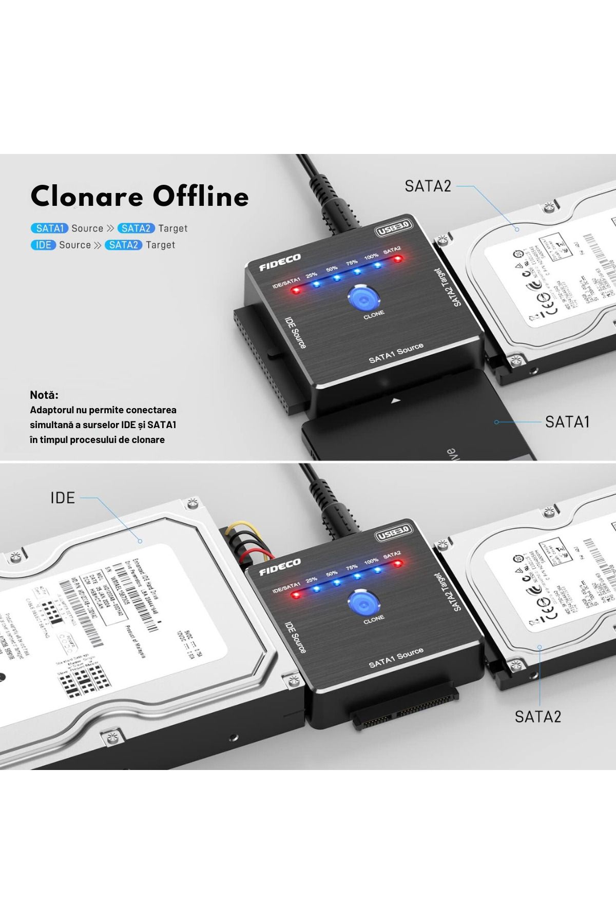VisionHub-FIDECO SATA/IDE to USB 3.0 Adapter for Universal External HDD/SSD, for 2.5/3.5 inch Hard Disks 3