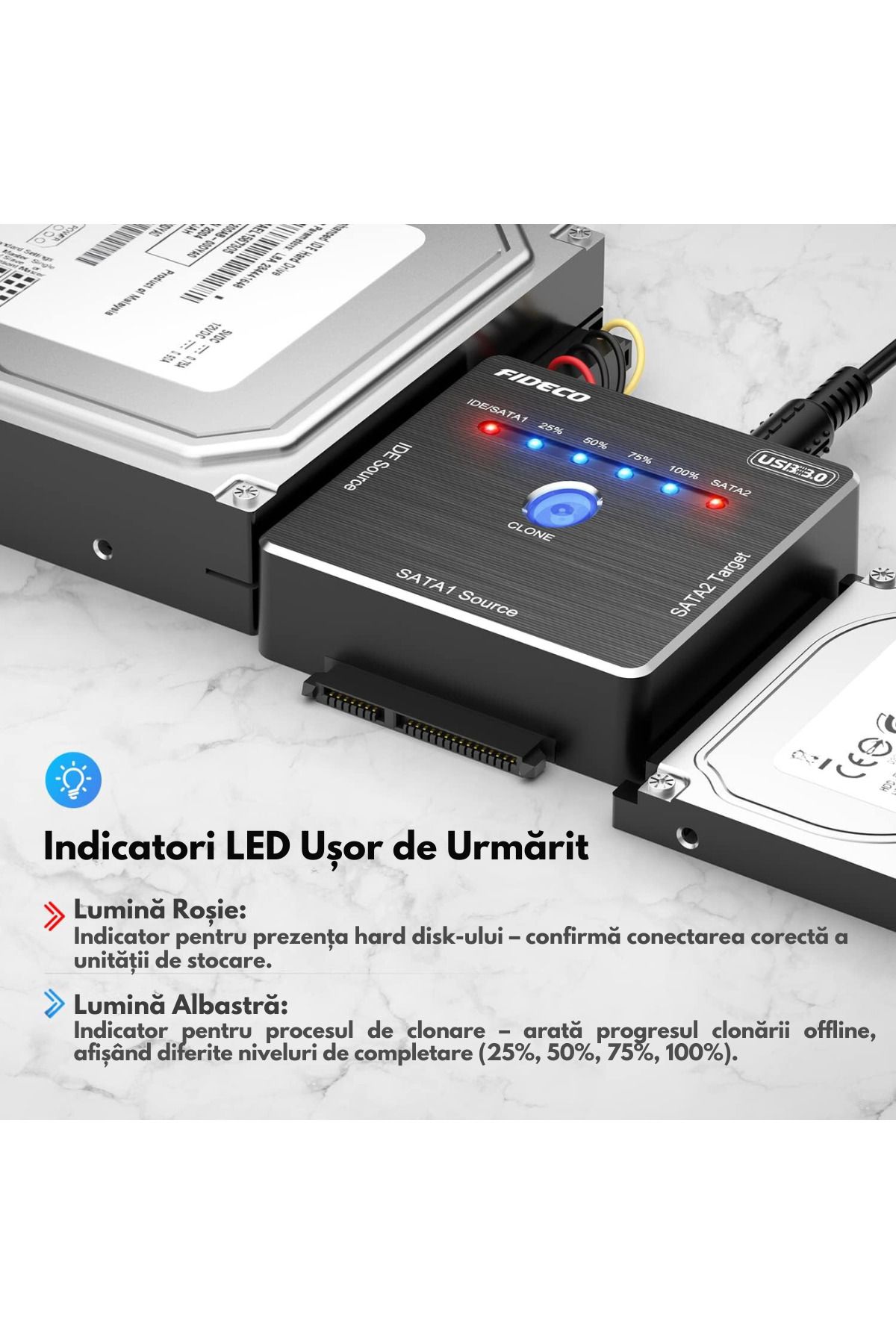 VisionHub-FIDECO SATA/IDE to USB 3.0 Adapter for Universal External HDD/SSD, for 2.5/3.5 inch Hard Disks 6