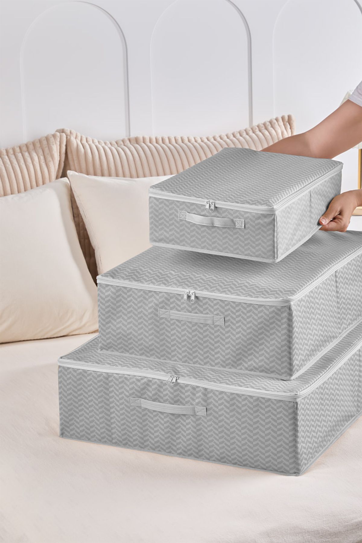 Serstil-3 Size under Base Box Canisters |   Under Bed Organizer Storage Box with Lid and Zipper 2