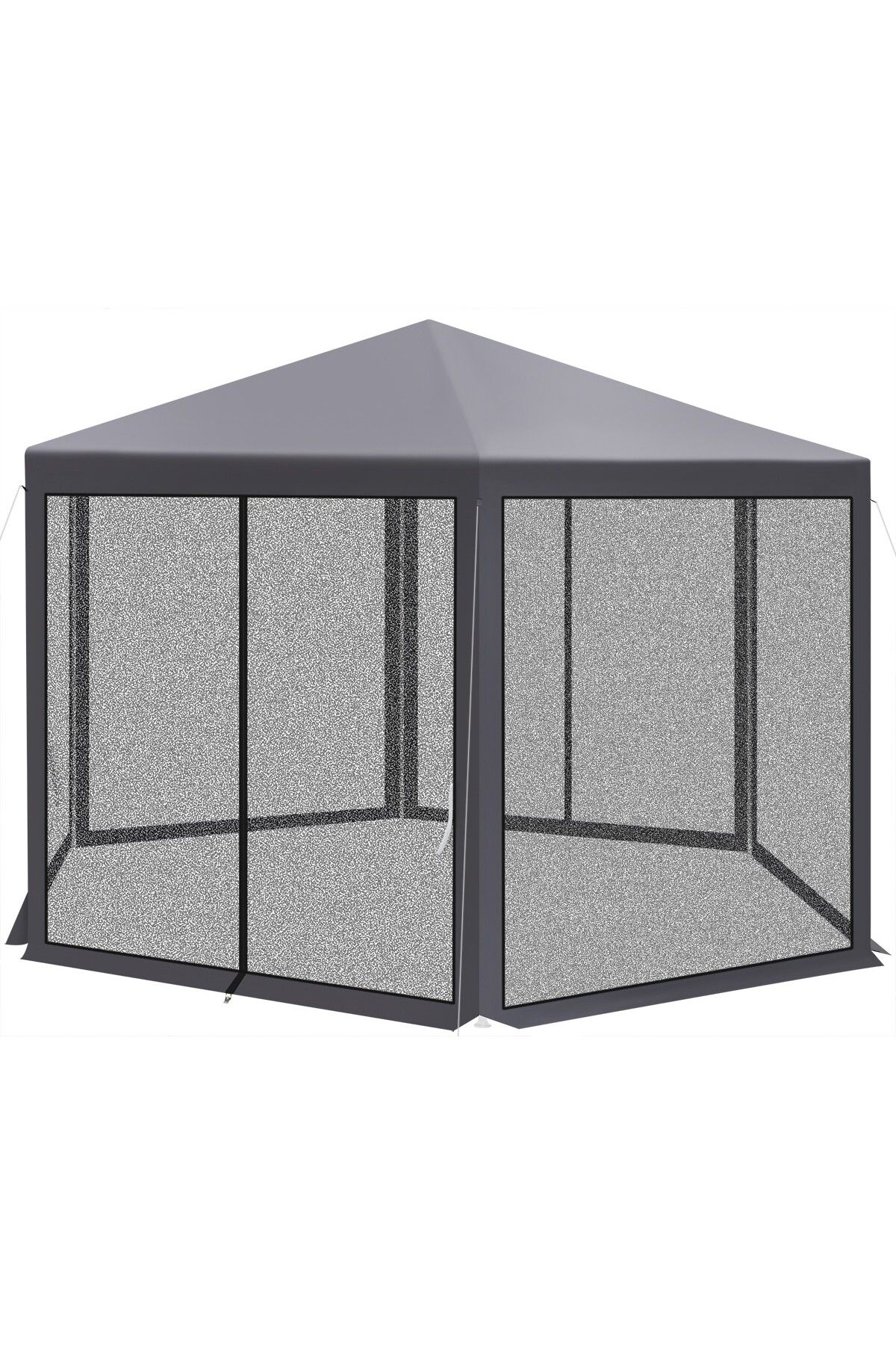 zola-Pavilion de gradina hexagonal, plasa anti-insecte, 2 x 2 x 2.5 m, cadru otel, poliester, gri 9
