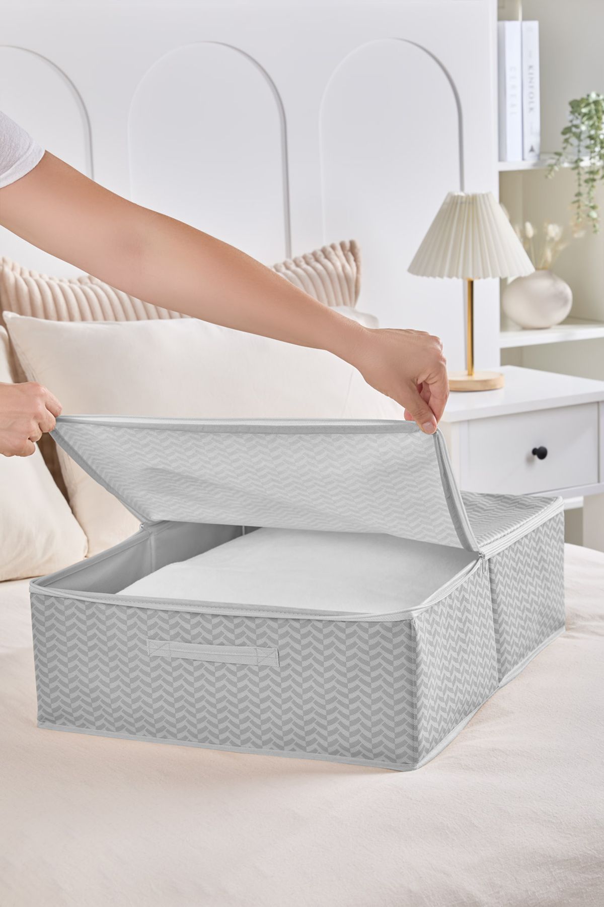 Serstil-Medium Size under Base Box Canister |   Under Bed Organizer Storage Box with Lid and Zipper - 45X55X18Cm 3
