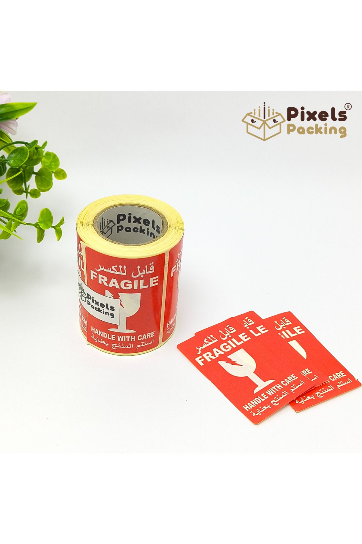 PixelsPacking-Pixel Packing Fragile Warning Label Roll Rectangular Design 150 Safe Shipping Labels 15x10cm 1