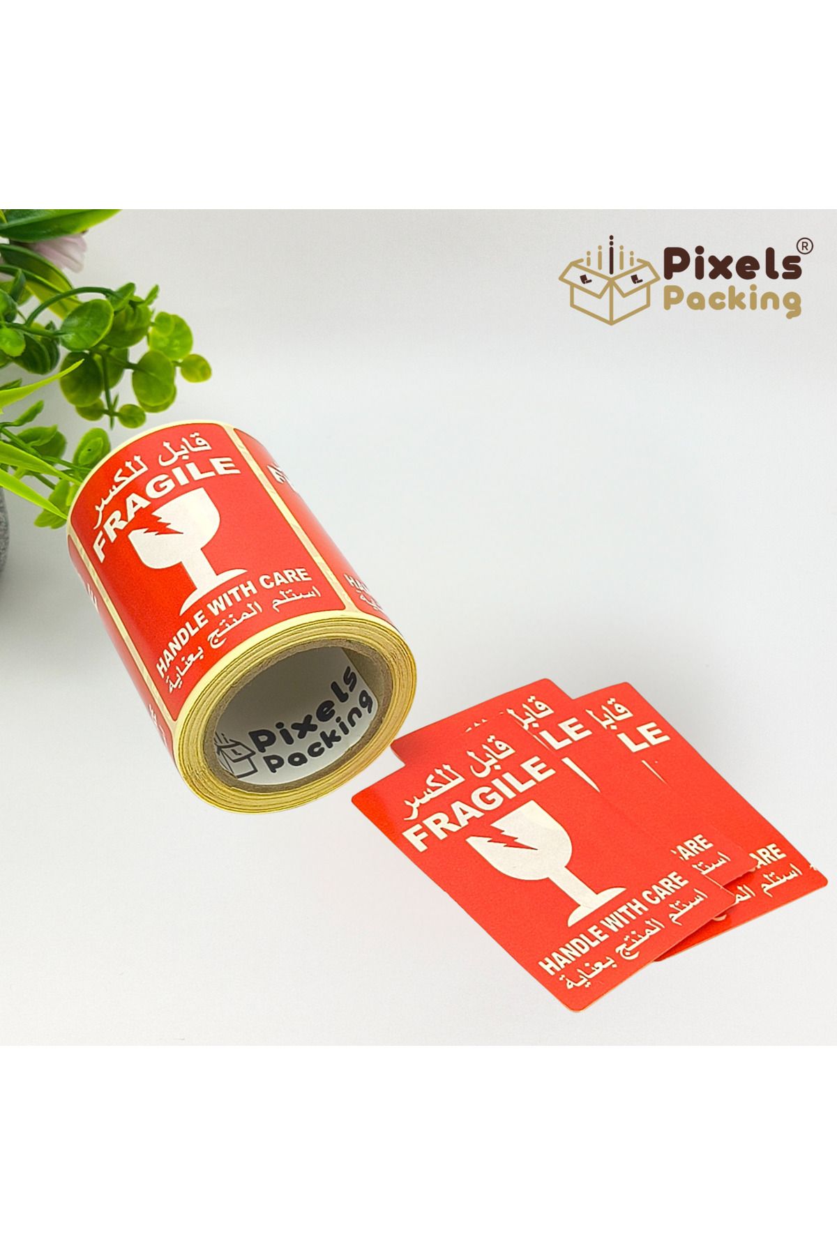 PixelsPacking-Pixel Packing Fragile Warning Label Roll Rectangular Design 150 Safe Shipping Labels 15x10cm 2