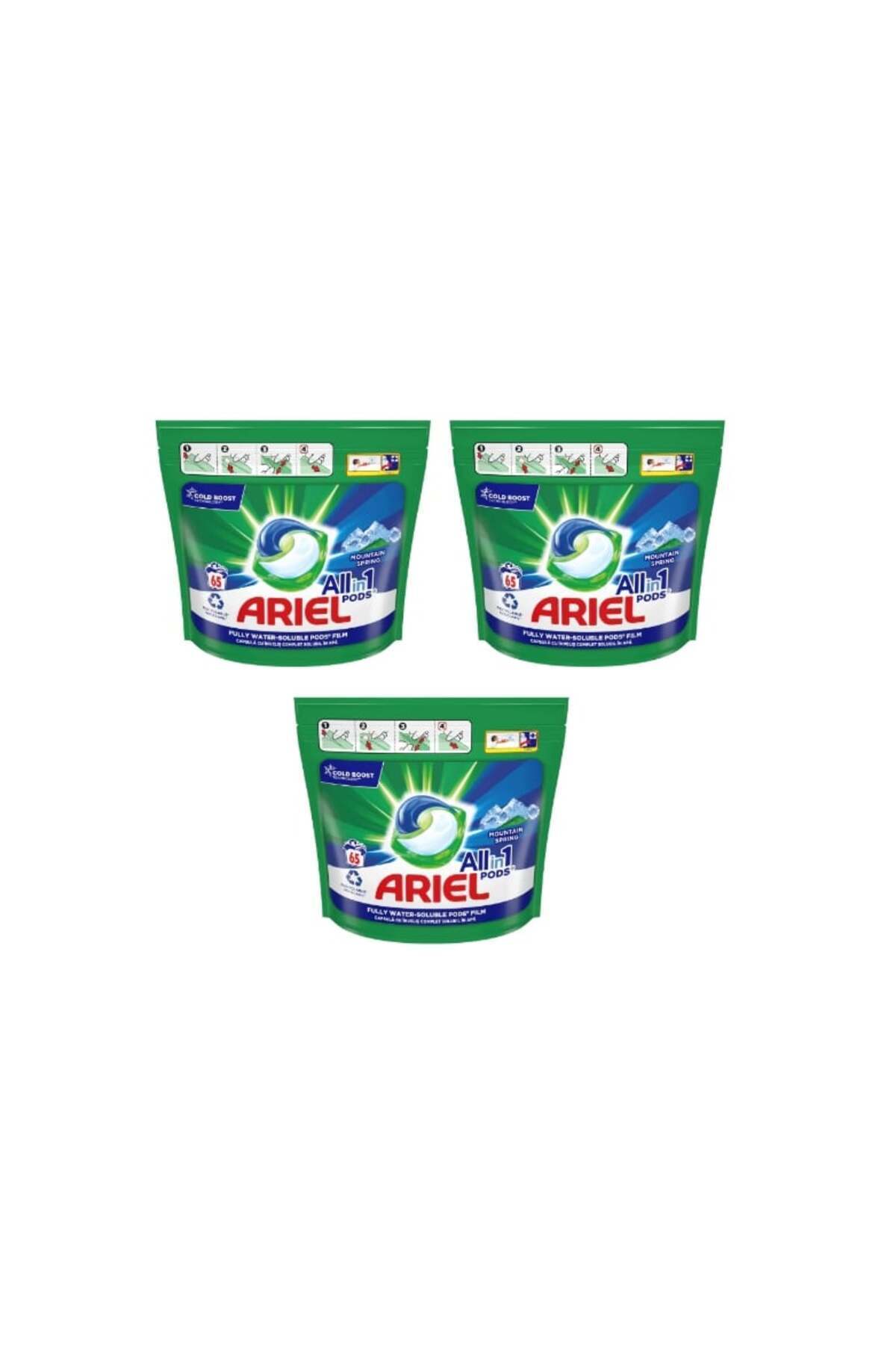 Ariel Set Capsula Detergent 3 In 1 Mountain Spring, 3 X 65 Bucati, 195 Spalari