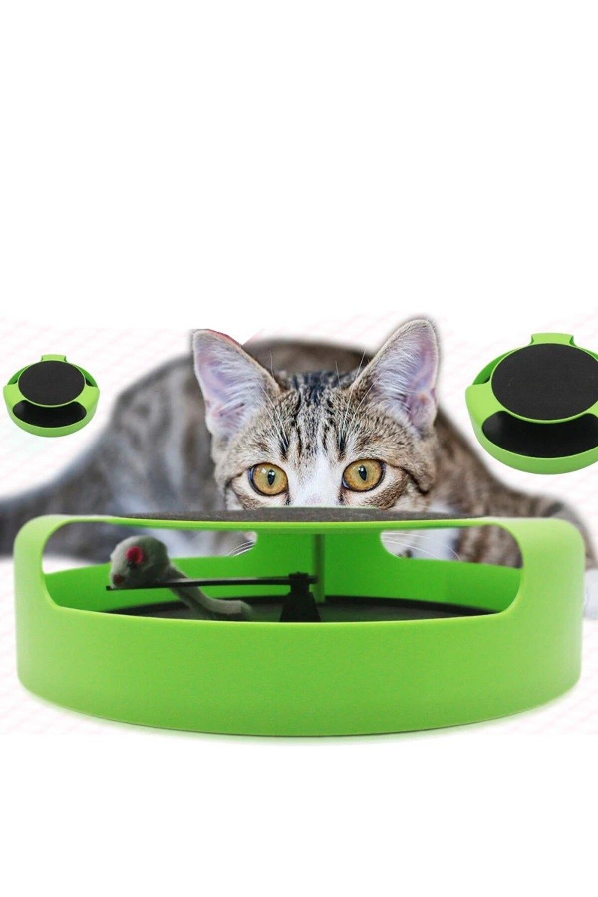PROCART-Interactive cat toy, carousel with plush mouse, stand with mat 3