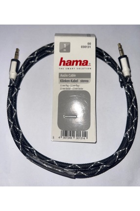 Hama 1m Ses kablosu Aux Jack 3,5mm - 3,5mm örgülü altin rengi uclu kulaklık k...