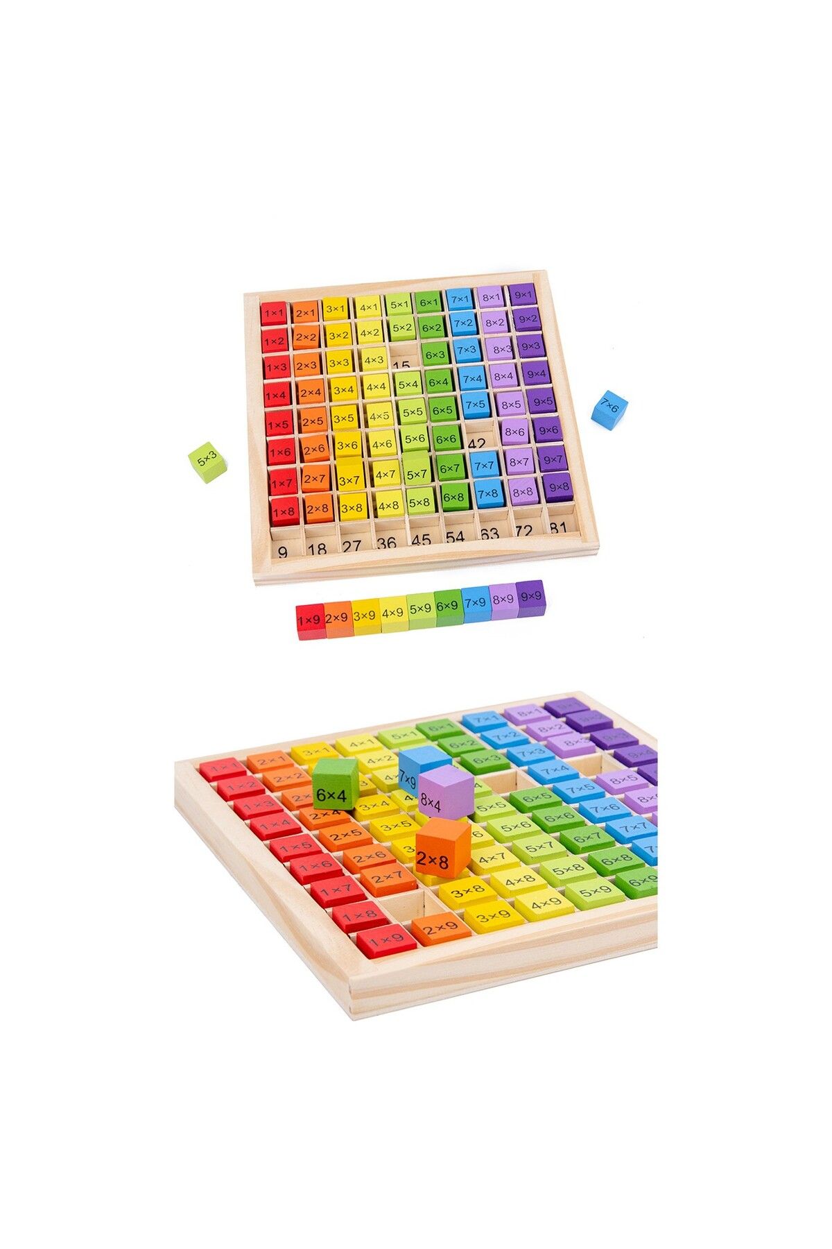 Flippy-Montessori Wooden Game, Flippy, Multiplication Board, Blocks, Multiplication Table, Multicolor 5