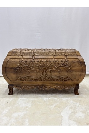 Arıkmert El Sanatları Maraş El Oyma Ceviz Ahşap Çeyiz Sandığı –Ahşap Sandık- ...