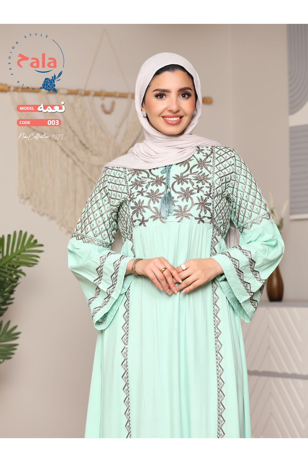 Hala-Embroidered reception jalabiya made of light and soft linen fabric that gives you a feeling of comfort and freshness 5