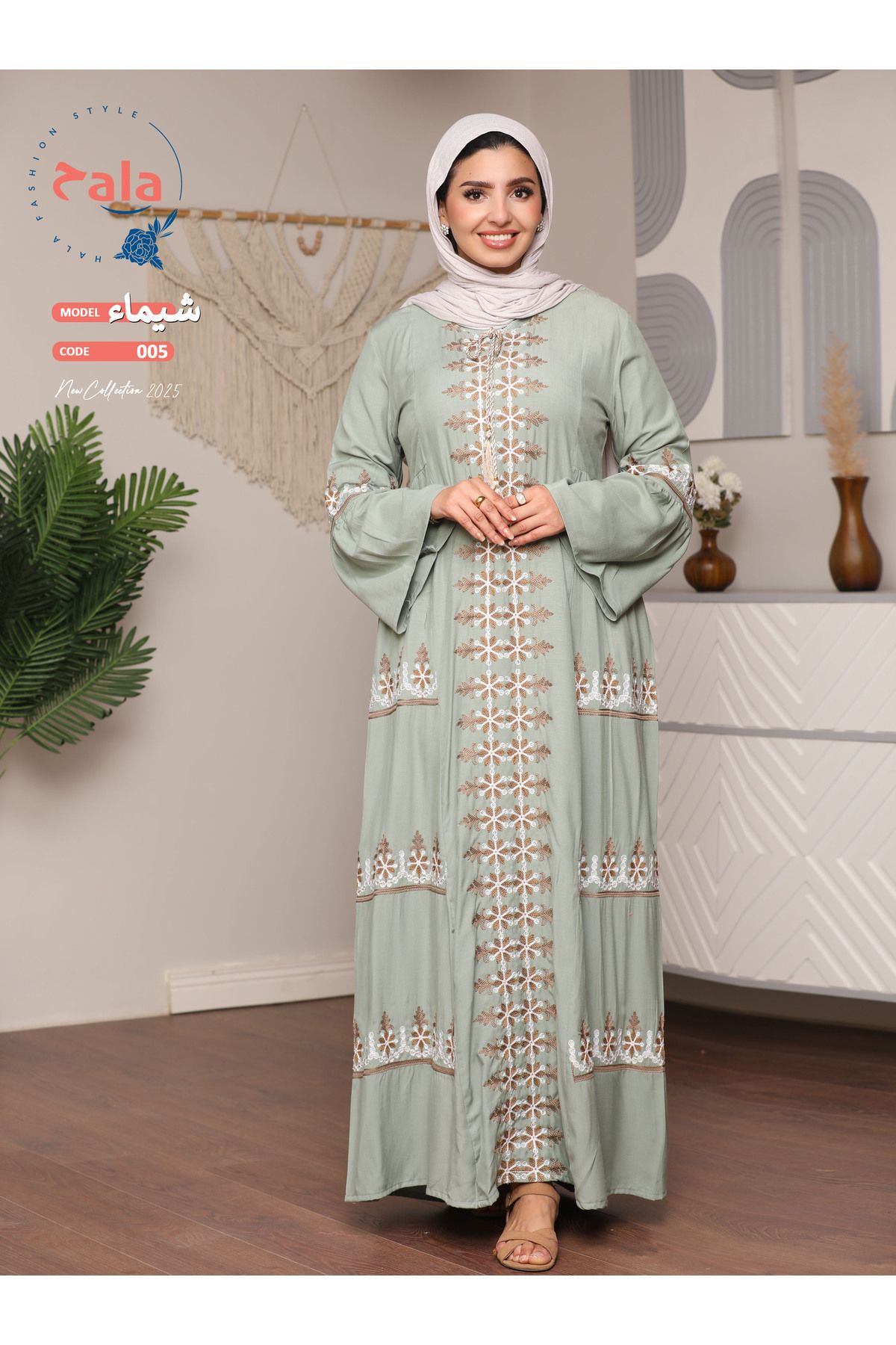 Hala-Embroidered reception jalabiya made of light and soft linen fabric that gives you a feeling of comfort and freshness 3