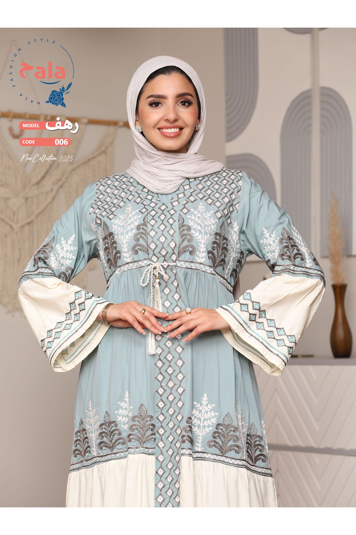 Hala-Embroidered reception jalabiya made of light and soft linen fabric that gives you a feeling of comfort and freshness 3