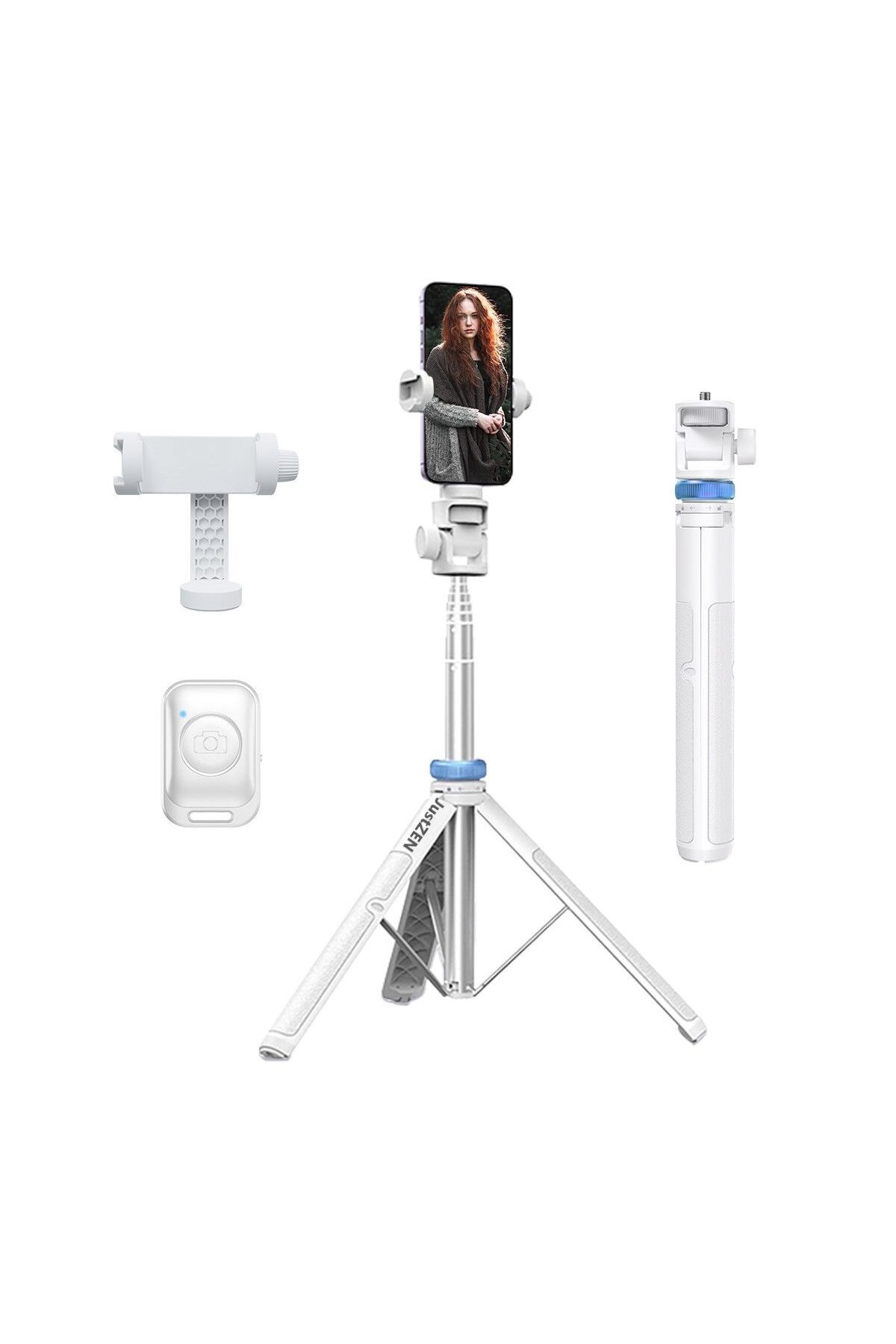 JustZEN-Professional Telescopic Tripod for Phone/Camera/GoPro, Bluetooth Remote, Selfie Stick Functi 1