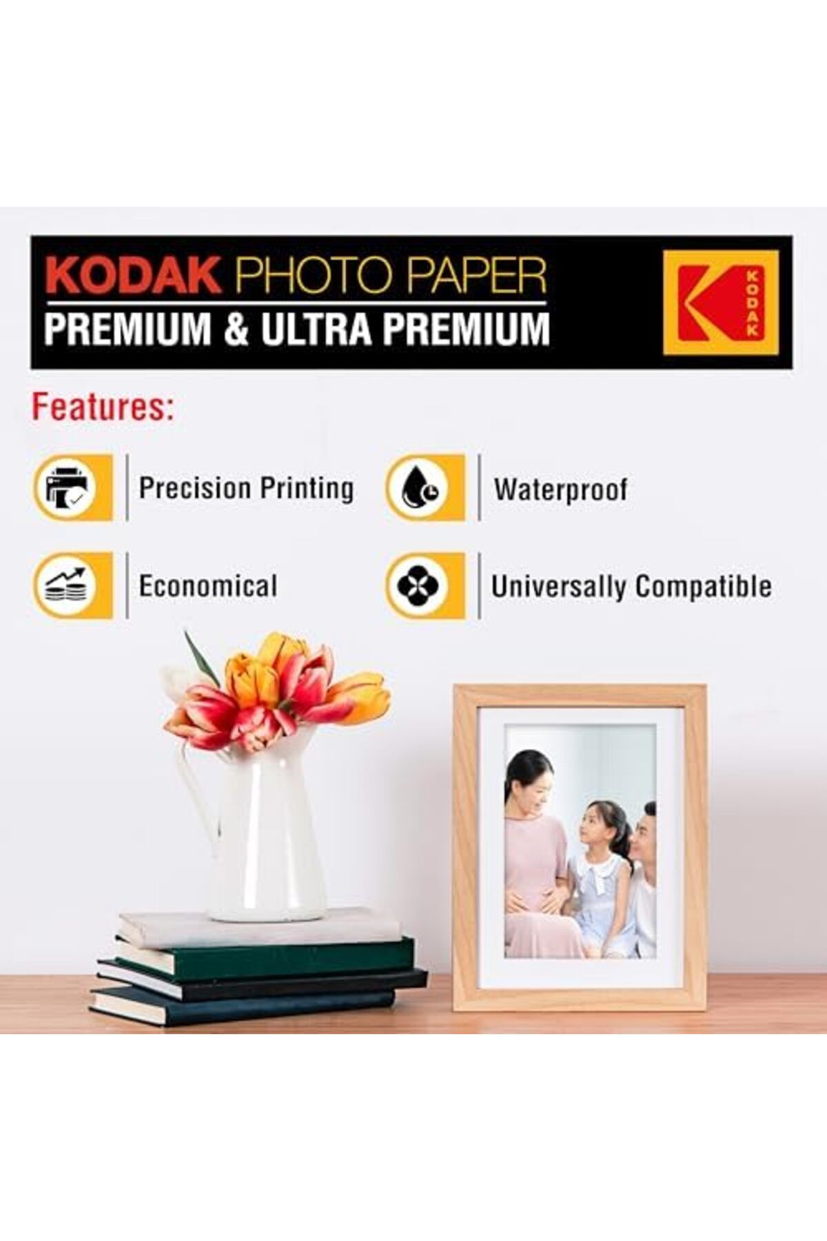 Kodak-260GSM 4R (102 x 152mm) Instant Dry Glossy Photo Paper- Pack of 4 x 100 sheets (400 Sheets) 4