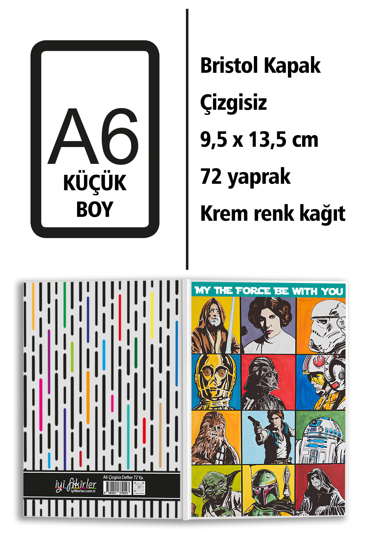 iyi fikirler-Star Wars Characters Printed A6 Small Size Unlined Notebook 2