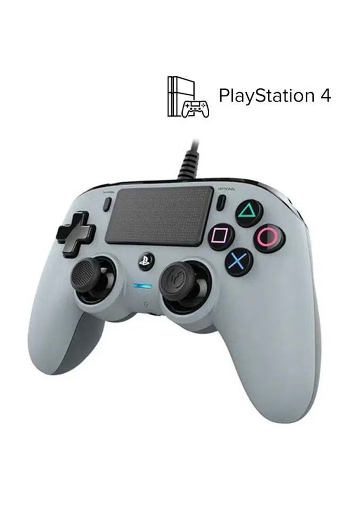 Nacon-وحدة تحكم سلكية مدمجة لجهاز PS4 مع قبضة ناعمة الملمس وتصميم رمادي مريح 1