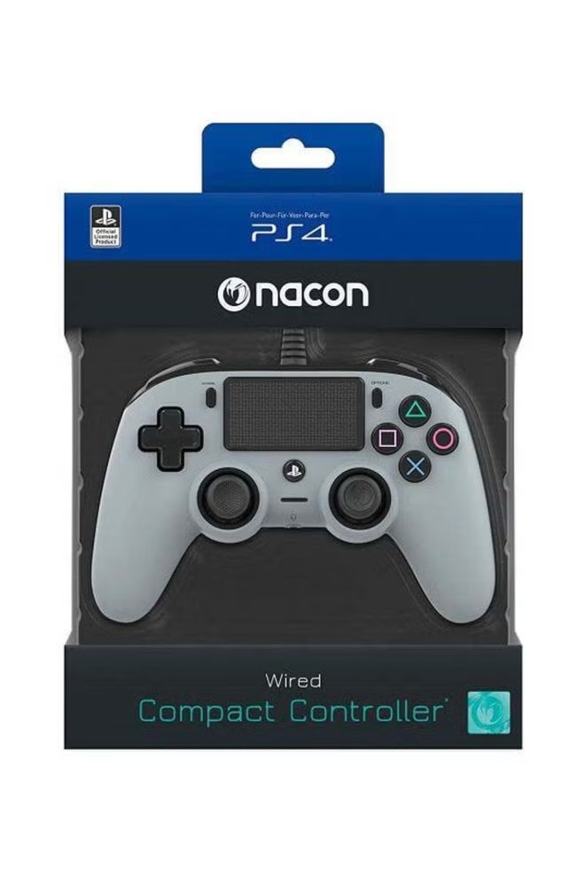 Nacon-وحدة تحكم سلكية مدمجة لجهاز PS4 مع قبضة ناعمة الملمس وتصميم رمادي مريح 4