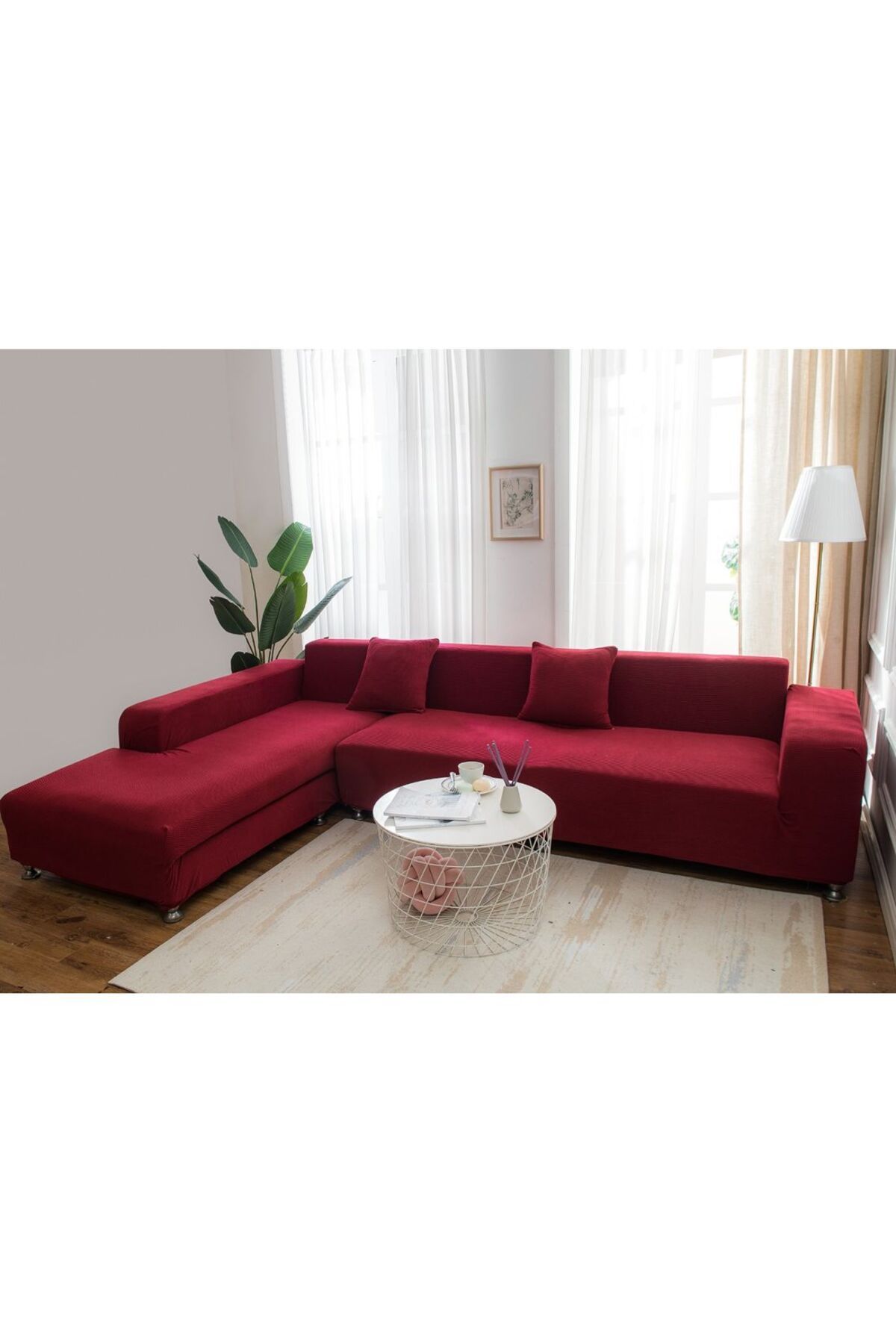 ElastiX shop-Pachet Husa MICROFIBRA coltar 1 loc - 2 locuri/ colt si de stanga si de dreapta ROSU-VISINIU 1