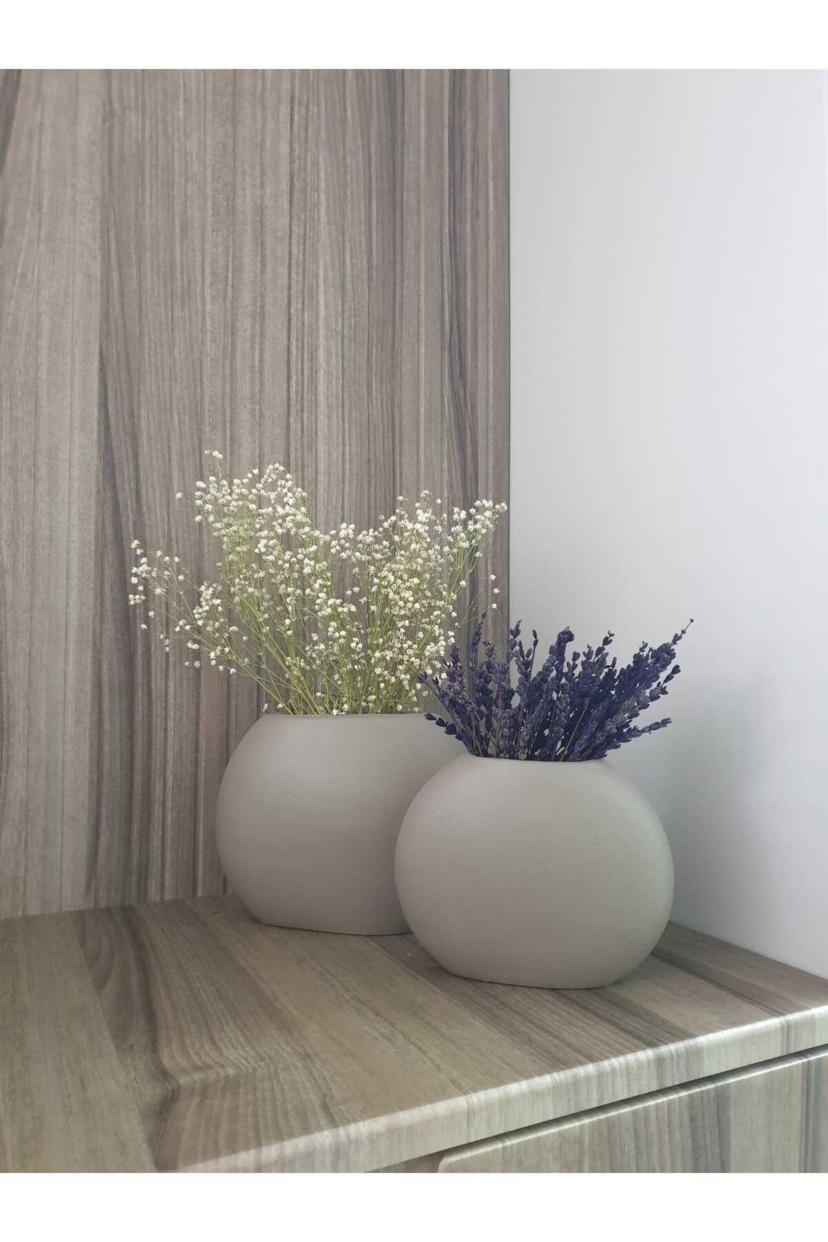 Lapida Home Decor-Set of 2 Black Minimal Vases – Round Form, Decorative Design 3