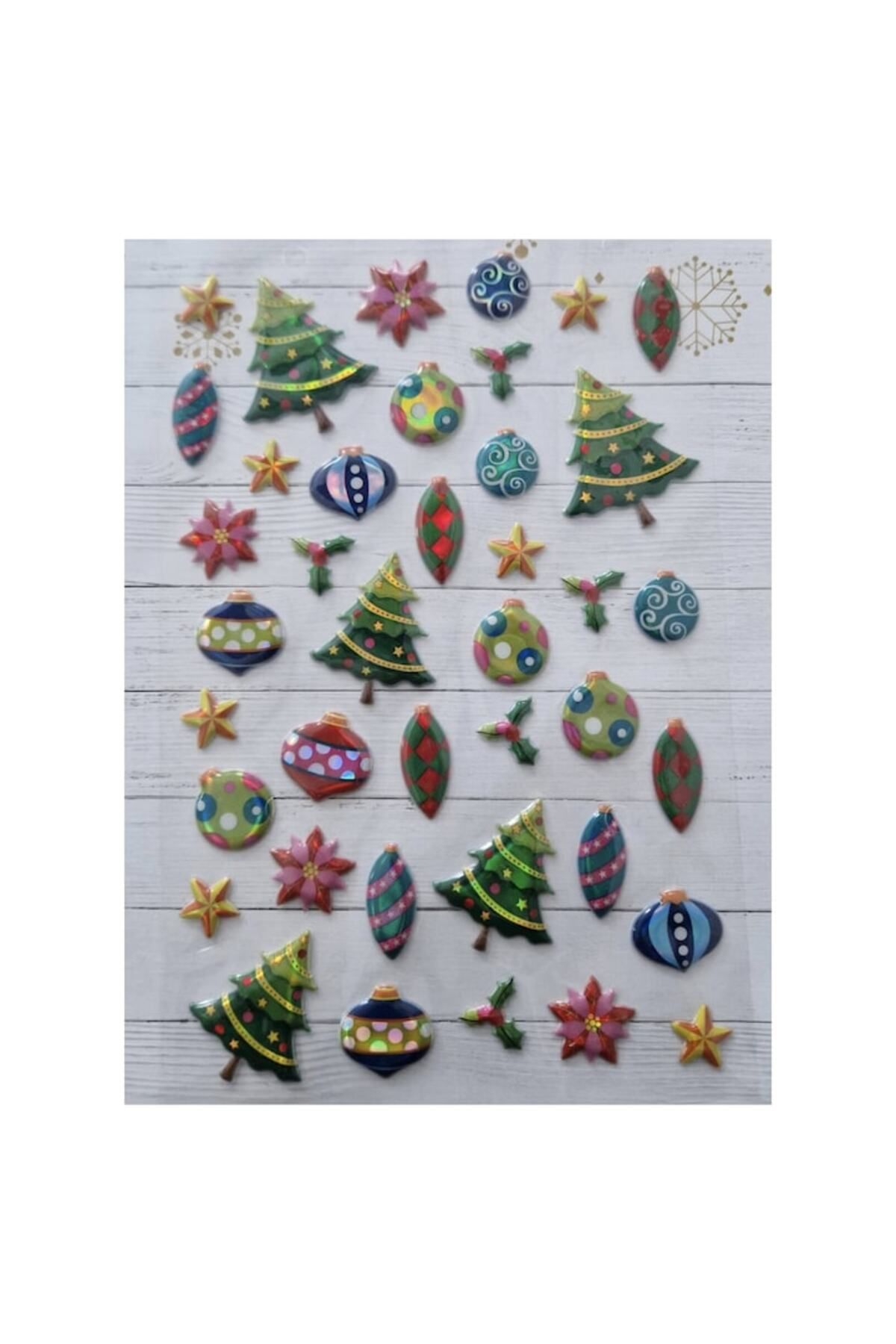dalip-Set Stickere 3D Dalip, 40 Piese, Brad si Globuri Decorative, Alb 2