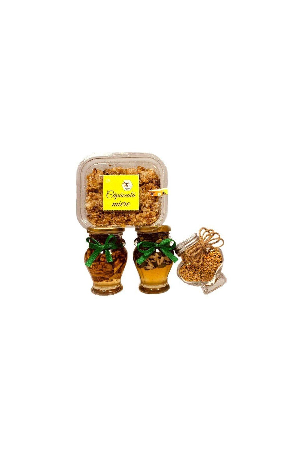 OEM-Set 1 Jar Honey with Walnuts, 1 Jar Honey with Seeds, 1 Jar Pollen, 1 Container Wax Caps, 530g - Sho 4