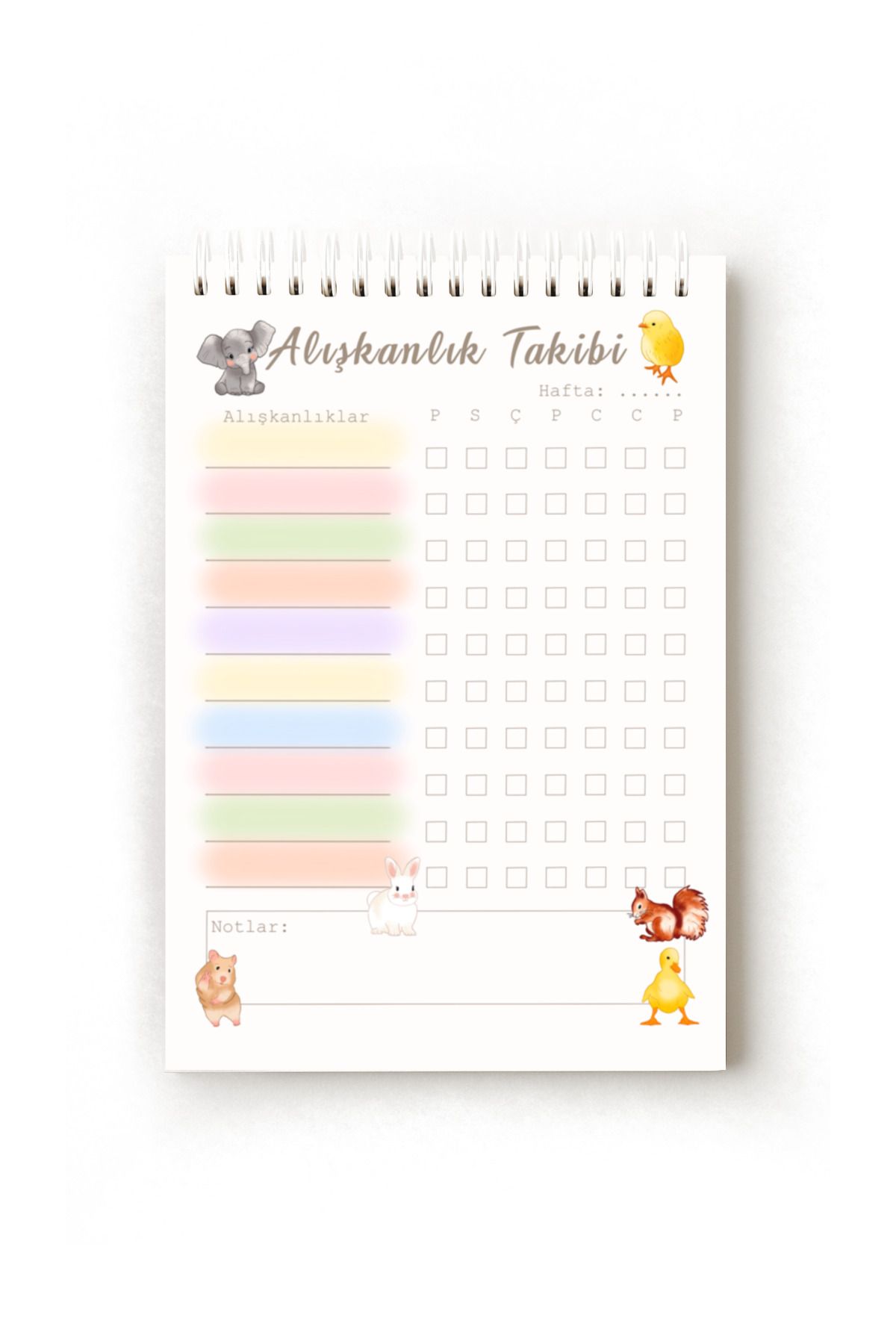 Handeto Kraft-Cute Animals Turkish Habit Tracker, Habit Tracker, A5 Habit Tracker, Routine Notebook, Planner 1