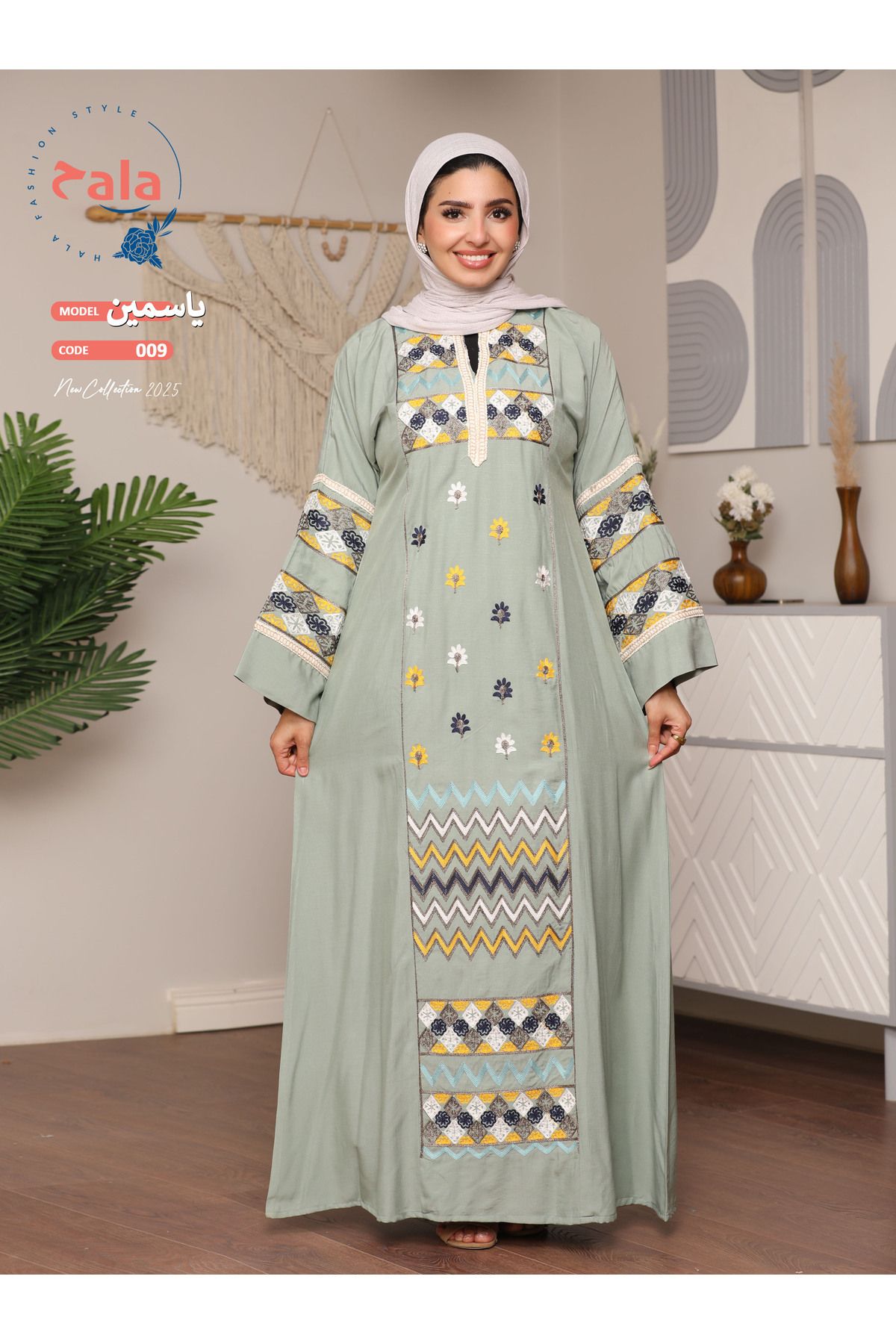 Hala-Embroidered reception jalabiya made of light and soft linen fabric that gives you a feeling of comfort and freshness 2