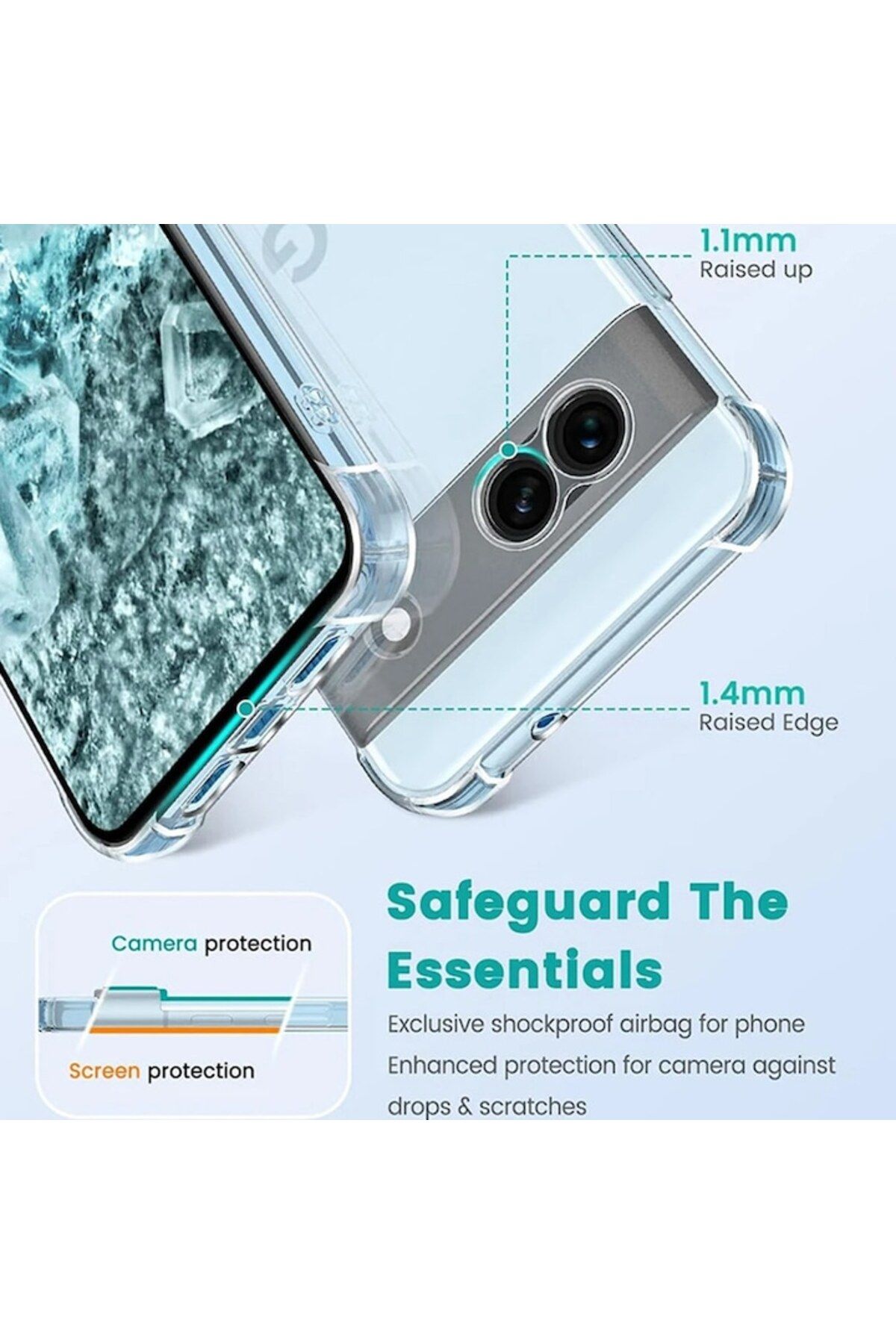 Dali-Carcasă de protecție compatibilă cu Google Pixel 9, rezistentă la șocuri, silicon transparent, colțuri întărite, tranziție 3