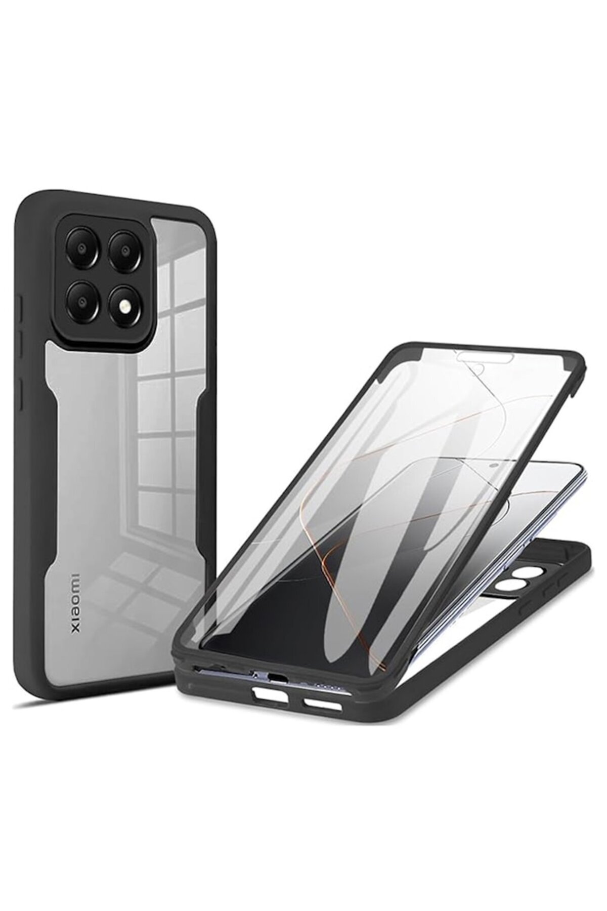 Dali-360 Protective Case for Xiaomi 14T Pro, ColorVerse, with Screen Protector, TPU, Black-Transparent 2