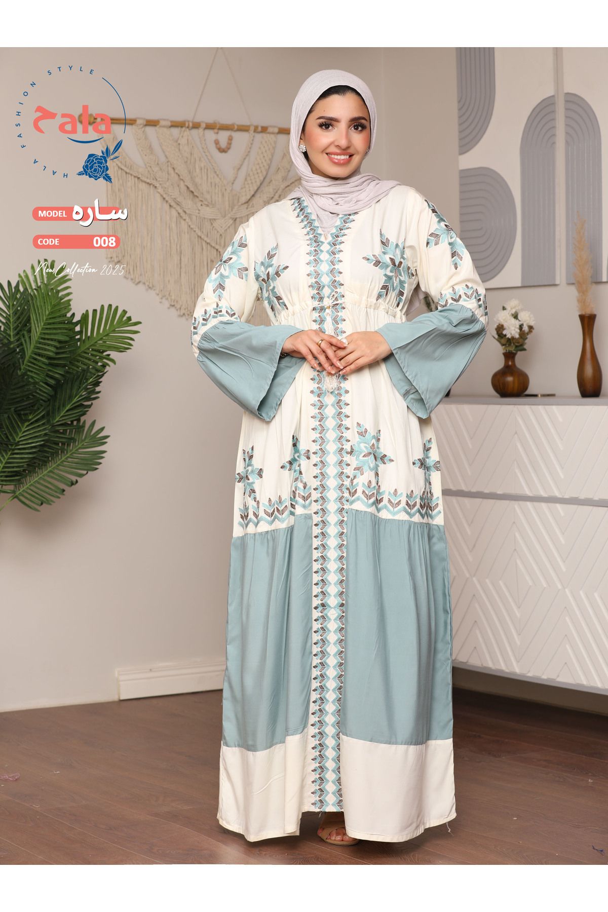 Hala-Embroidered reception jalabiya made of light and soft linen fabric that gives you a feeling of comfort and freshness 3