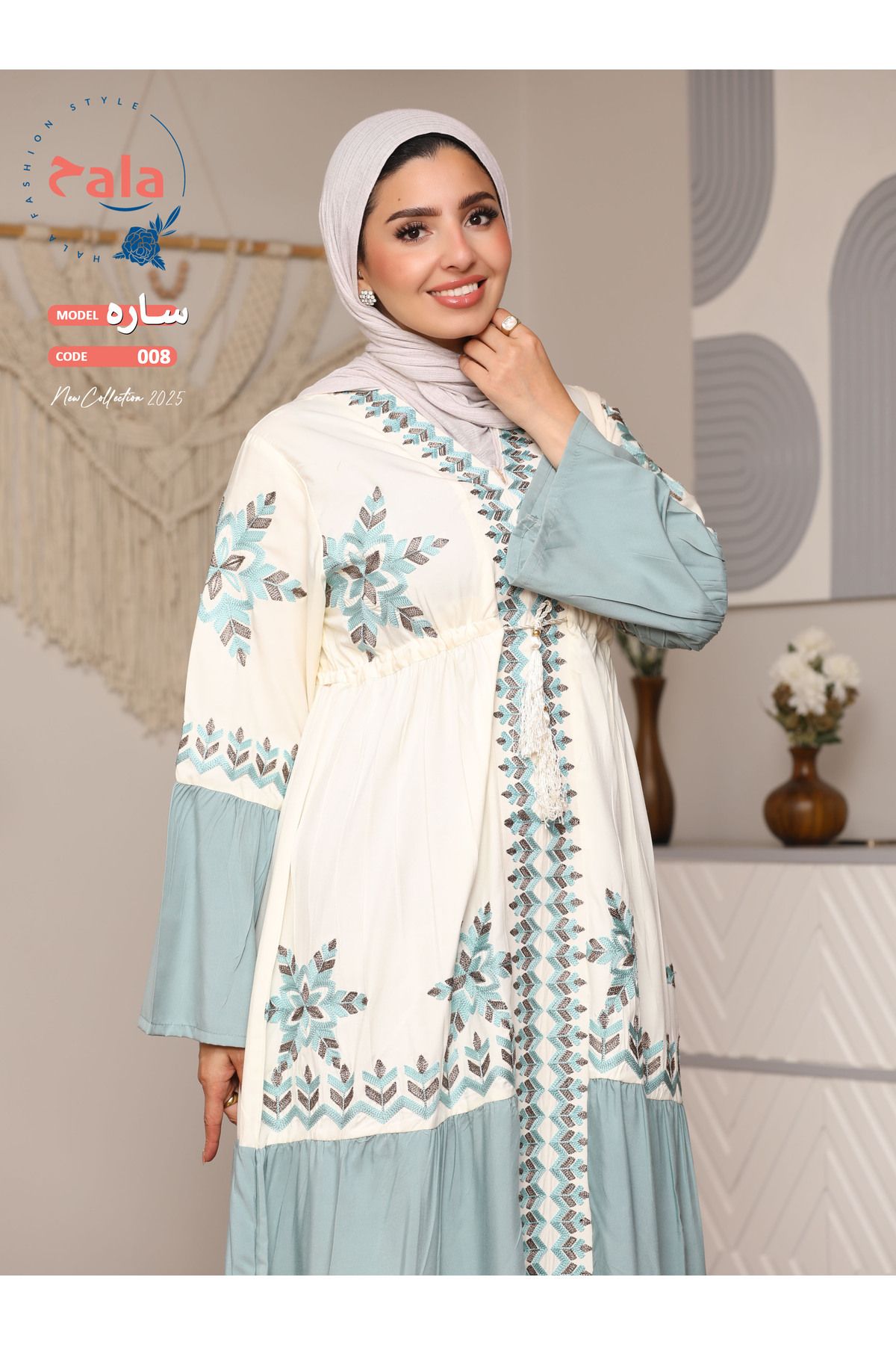 Hala-Embroidered reception jalabiya made of light and soft linen fabric that gives you a feeling of comfort and freshness 5