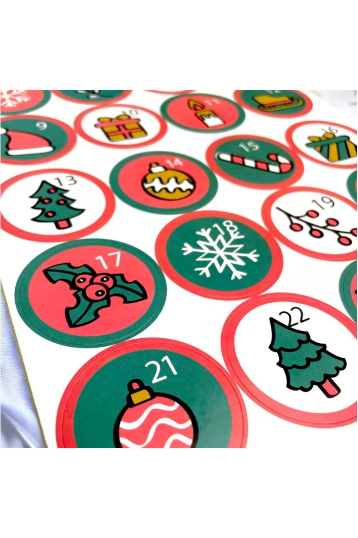 Dali-Foaie cu stickere de Craciun, 24 piese, pentru calendar advent DIY, 4.5cm, mod 4, Multicolor 3