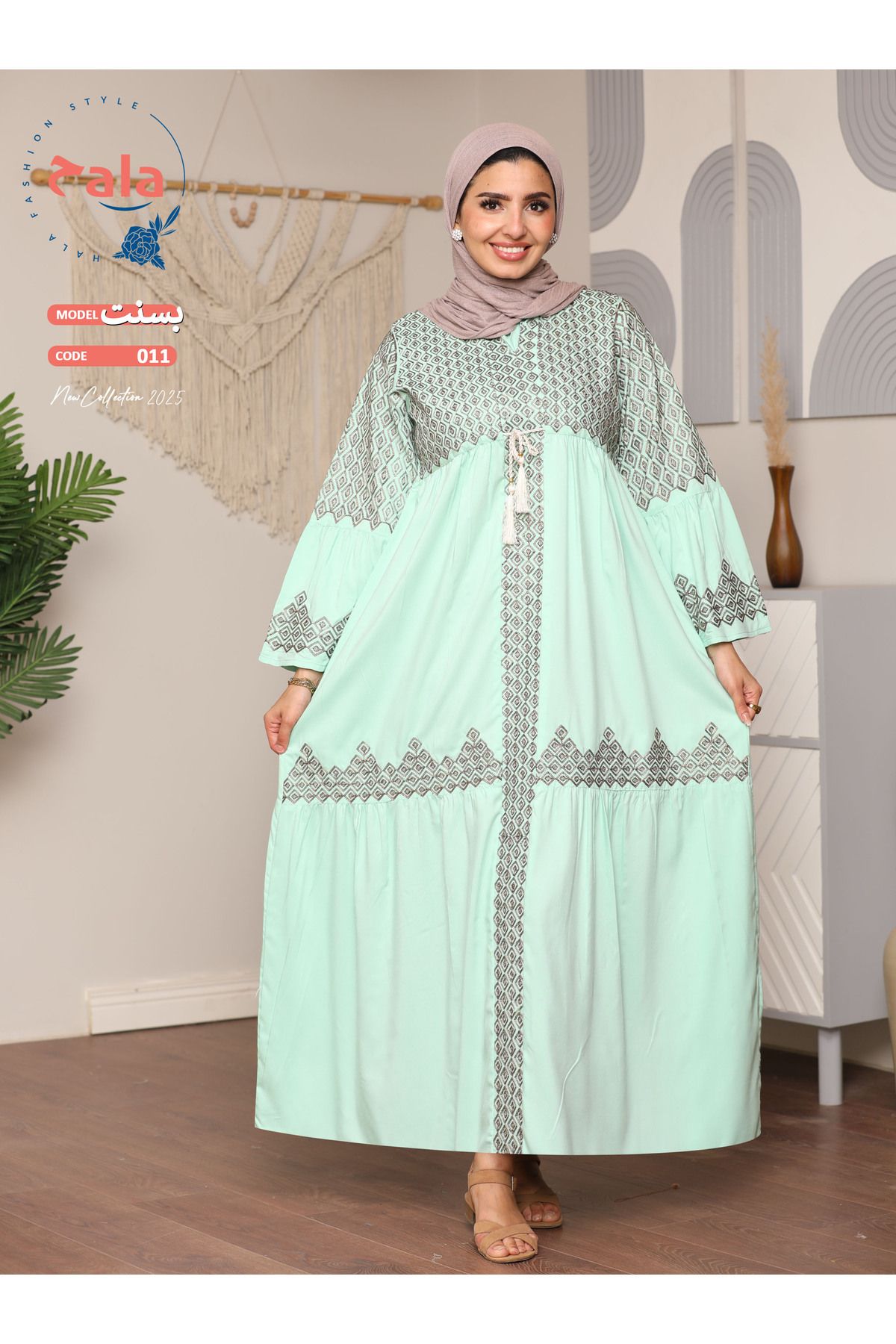 Hala-Embroidered reception jalabiya made of light and soft linen fabric that gives you a feeling of comfort and freshness 1