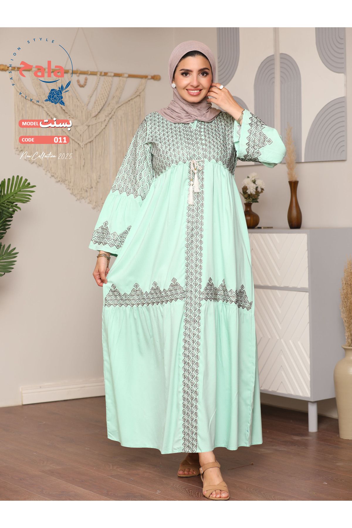 Hala-Embroidered reception jalabiya made of light and soft linen fabric that gives you a feeling of comfort and freshness 3
