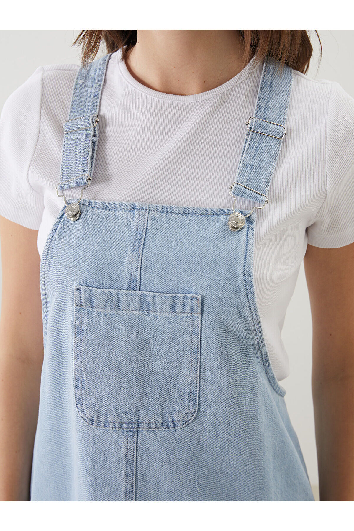 LC Waikiki-Damen-Jeans-Salopet-Kleid mit quadratischem Ausschnitt und geraden Trägern 4