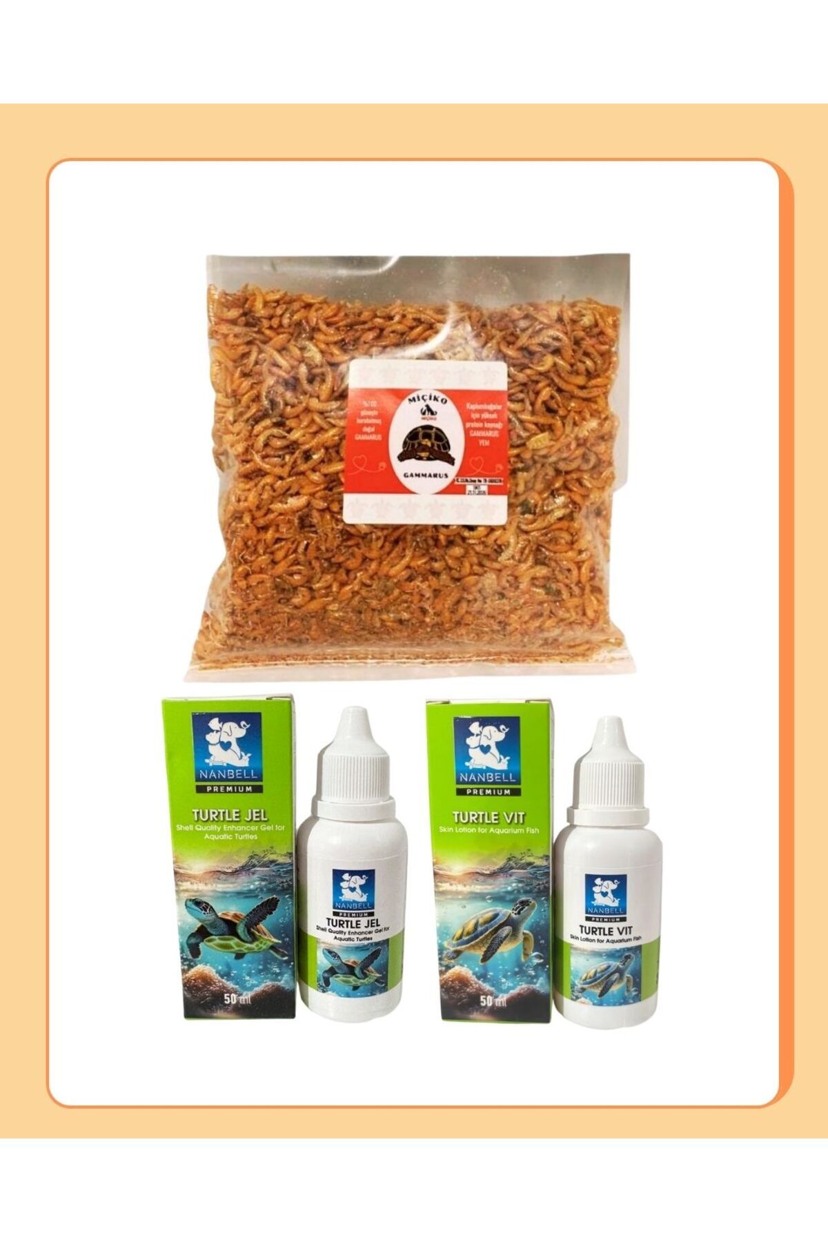 Miçiko 100GR Saf Gammarus + Kaplumbağa Bakım Seti