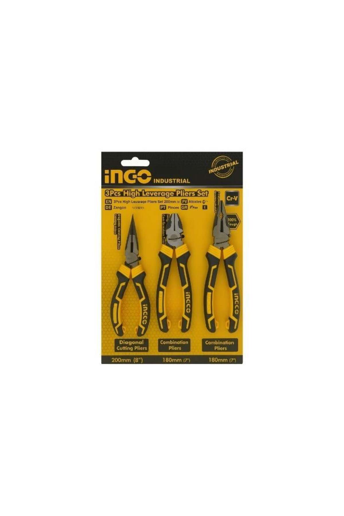 Ingco Profesyonel 3'lü Set (200mm Pense-160mm Yankeski-160mm