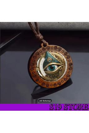 shop S19-UNISEX ÜÇGEN GÖZ AHŞAP KOLYE