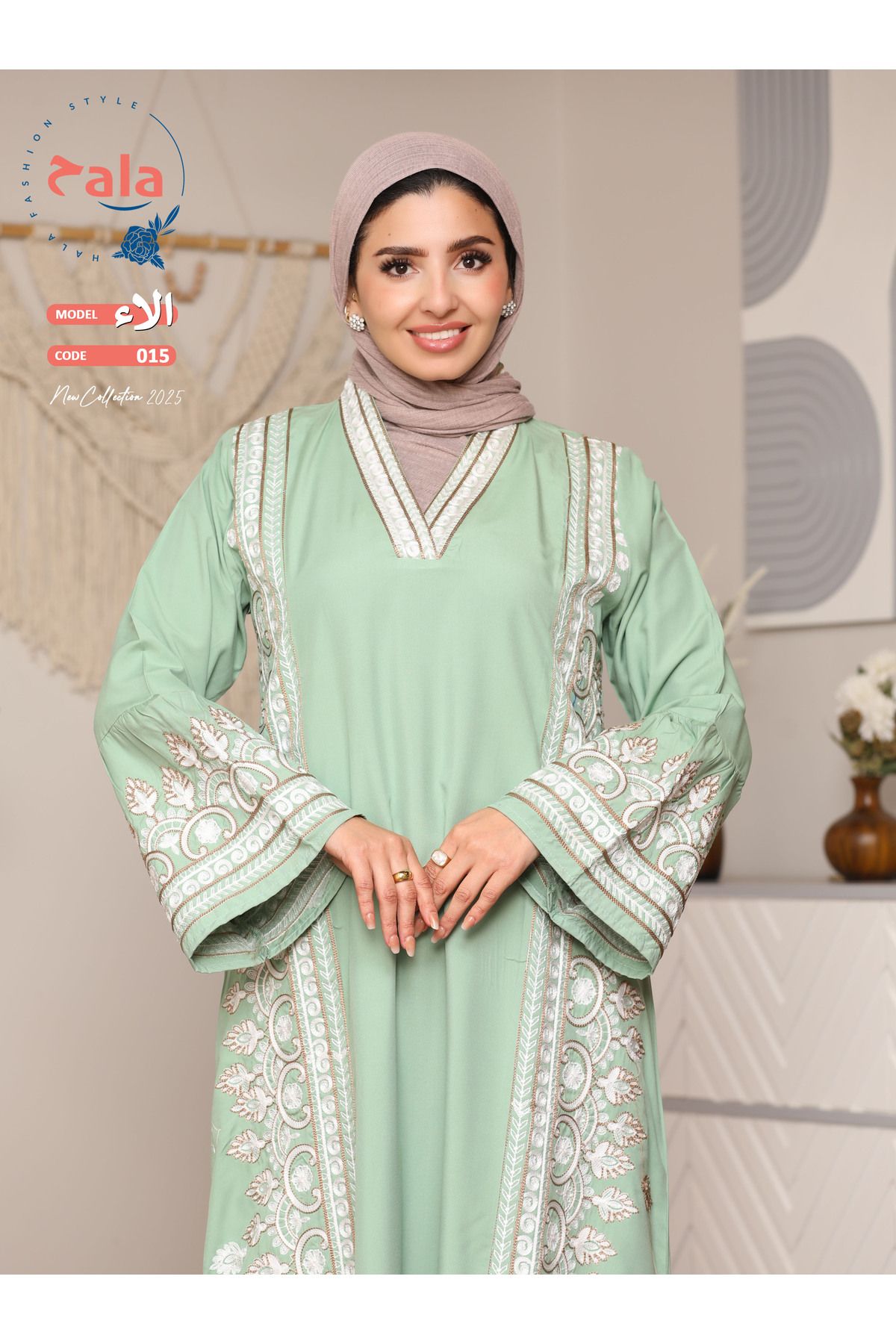 Hala-Embroidered reception jalabiya made of light and soft linen fabric that gives you a feeling of comfort and freshness 4