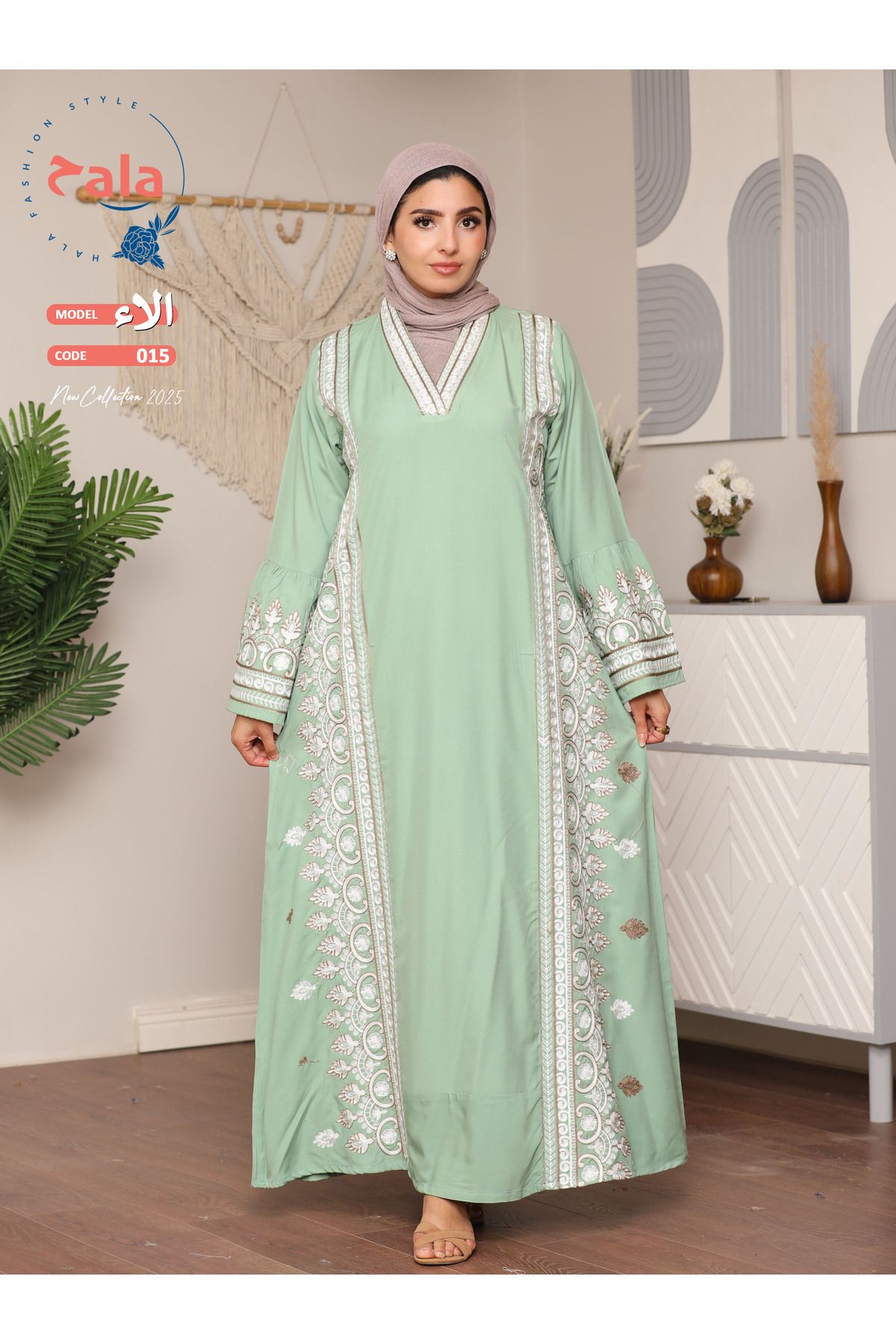 Hala-Embroidered reception jalabiya made of light and soft linen fabric that gives you a feeling of comfort and freshness 1