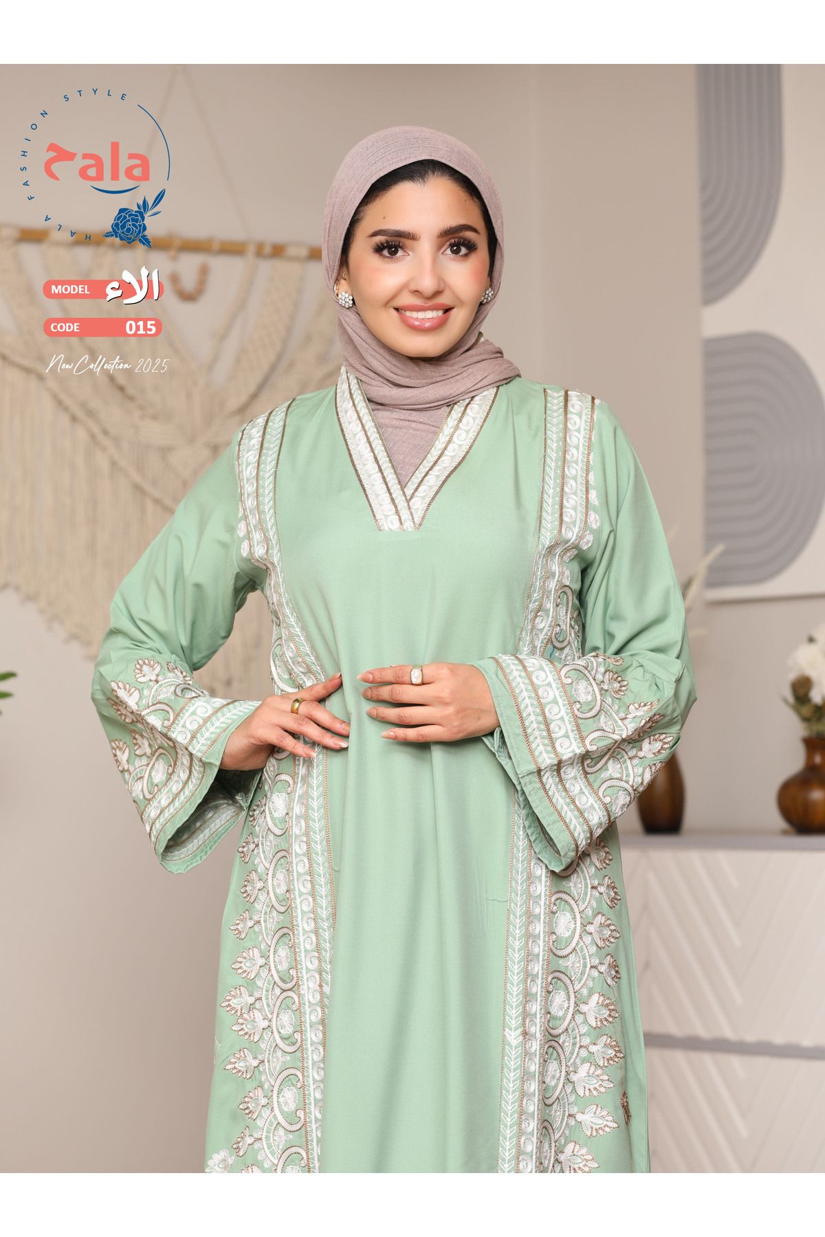 Hala-Embroidered reception jalabiya made of light and soft linen fabric that gives you a feeling of comfort and freshness 3