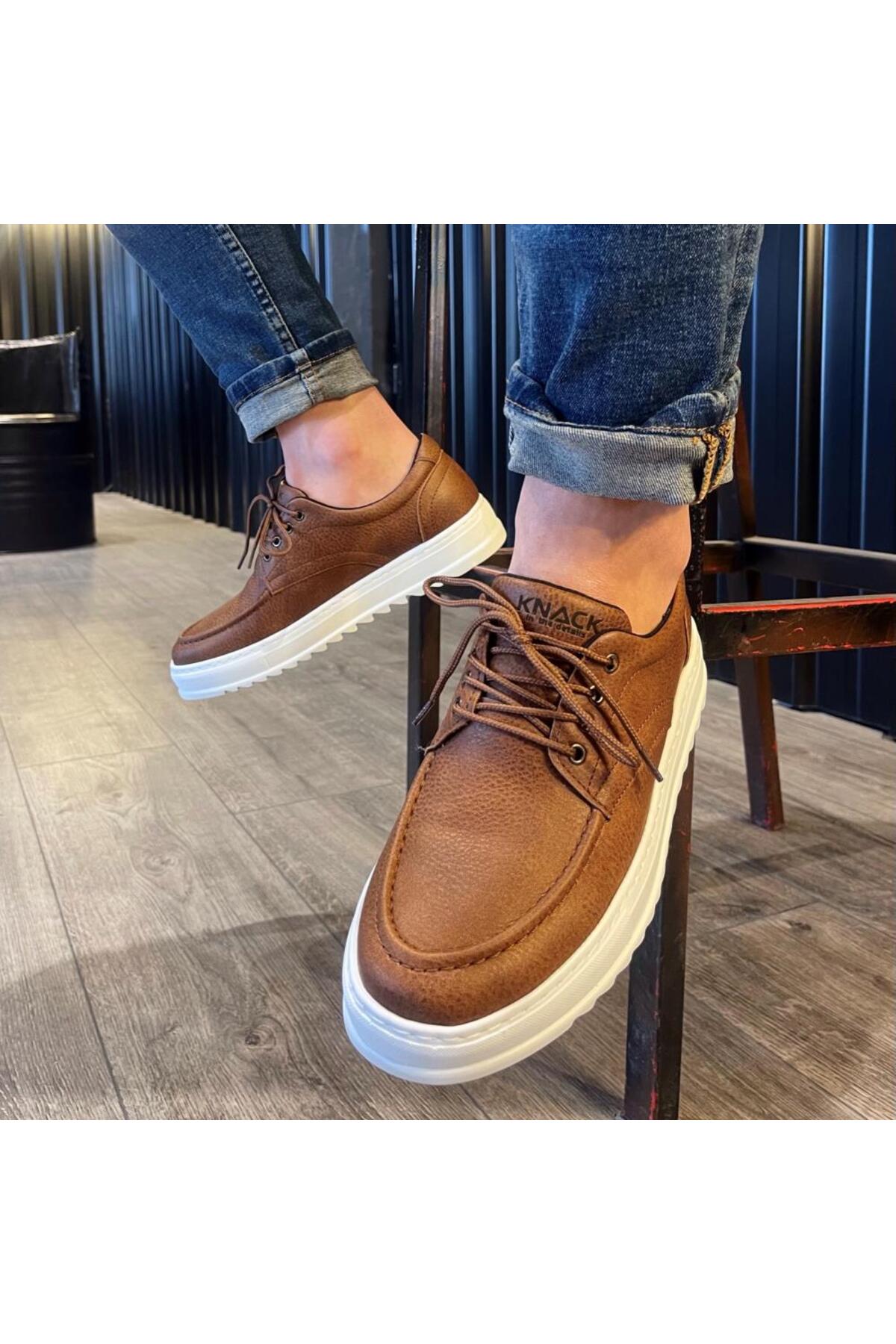 Lucy Shoes  KN-T12 Erkek Günlük Bağcıklı Cilt Klasik Ayakkabı CBT - Taba - Görsel 3