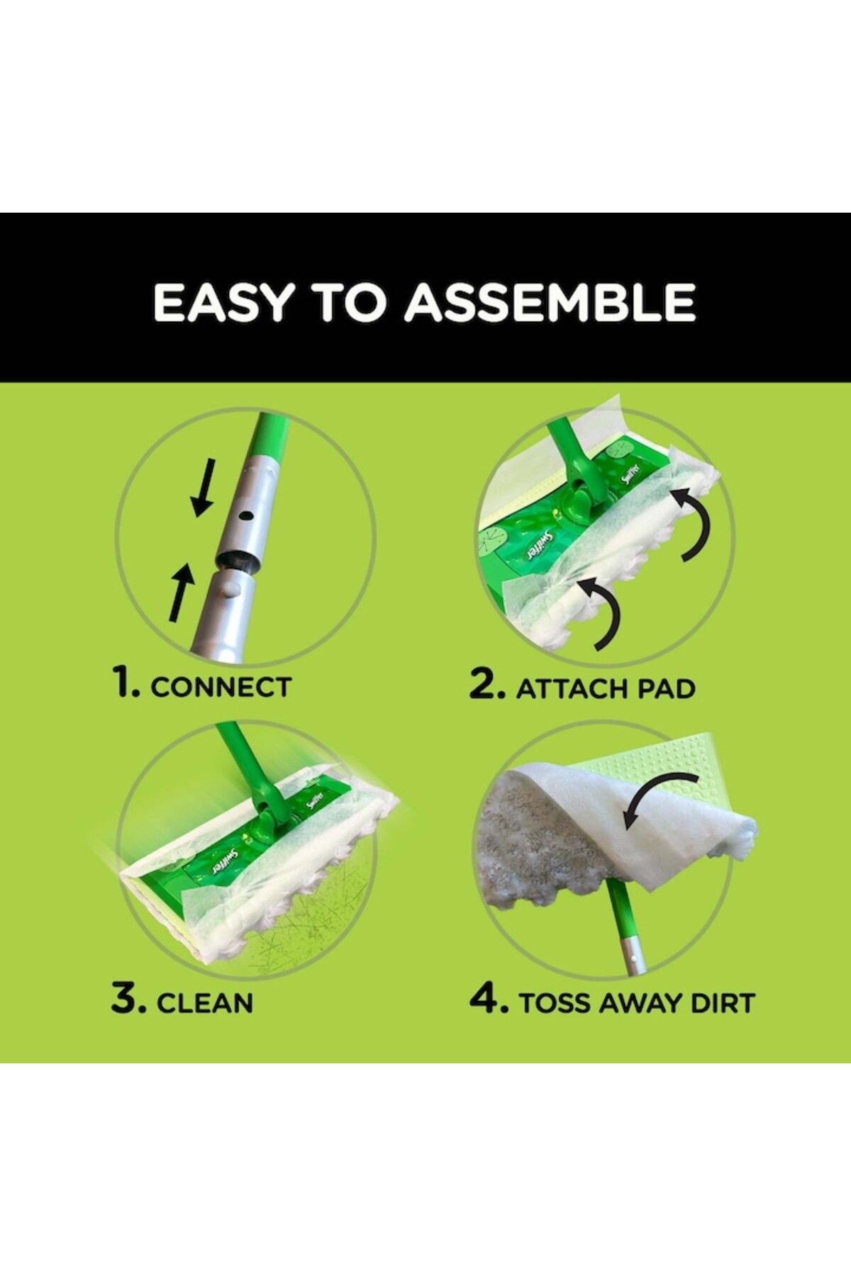 Swiffer-Mop 2-in-1 Sweeper, cleaning for multiple surfaces, dry and wet, compact, lightweight, Green 3